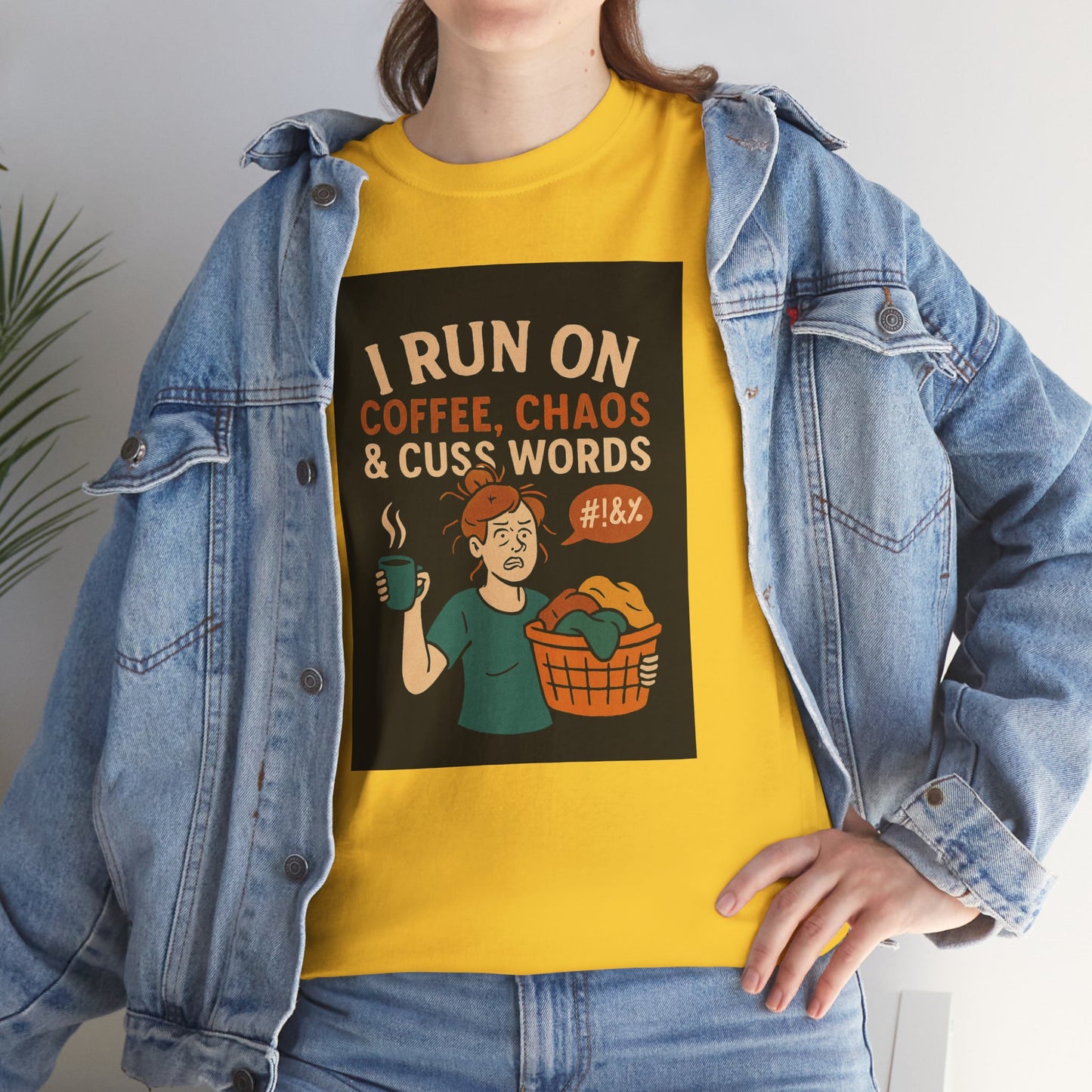 Coffee Chaos & Cuss Words Tee, Funny T-Shirt, Unisex Cotton Tee, Gift for Coffee Lovers, Casual Wear, Humor Apparel