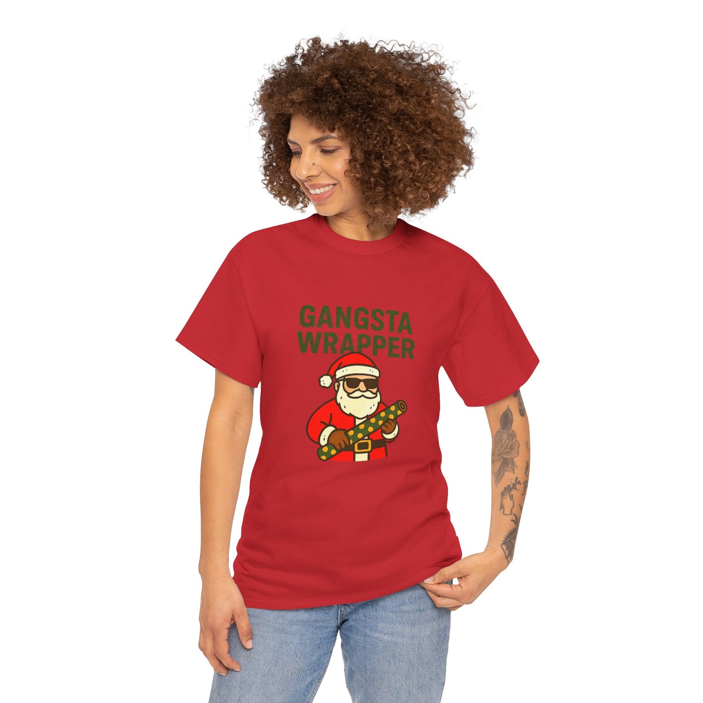 Gangsta Wrapper Unisex Cotton Tee - Fun Holiday T-Shirt for Christmas Celebrations