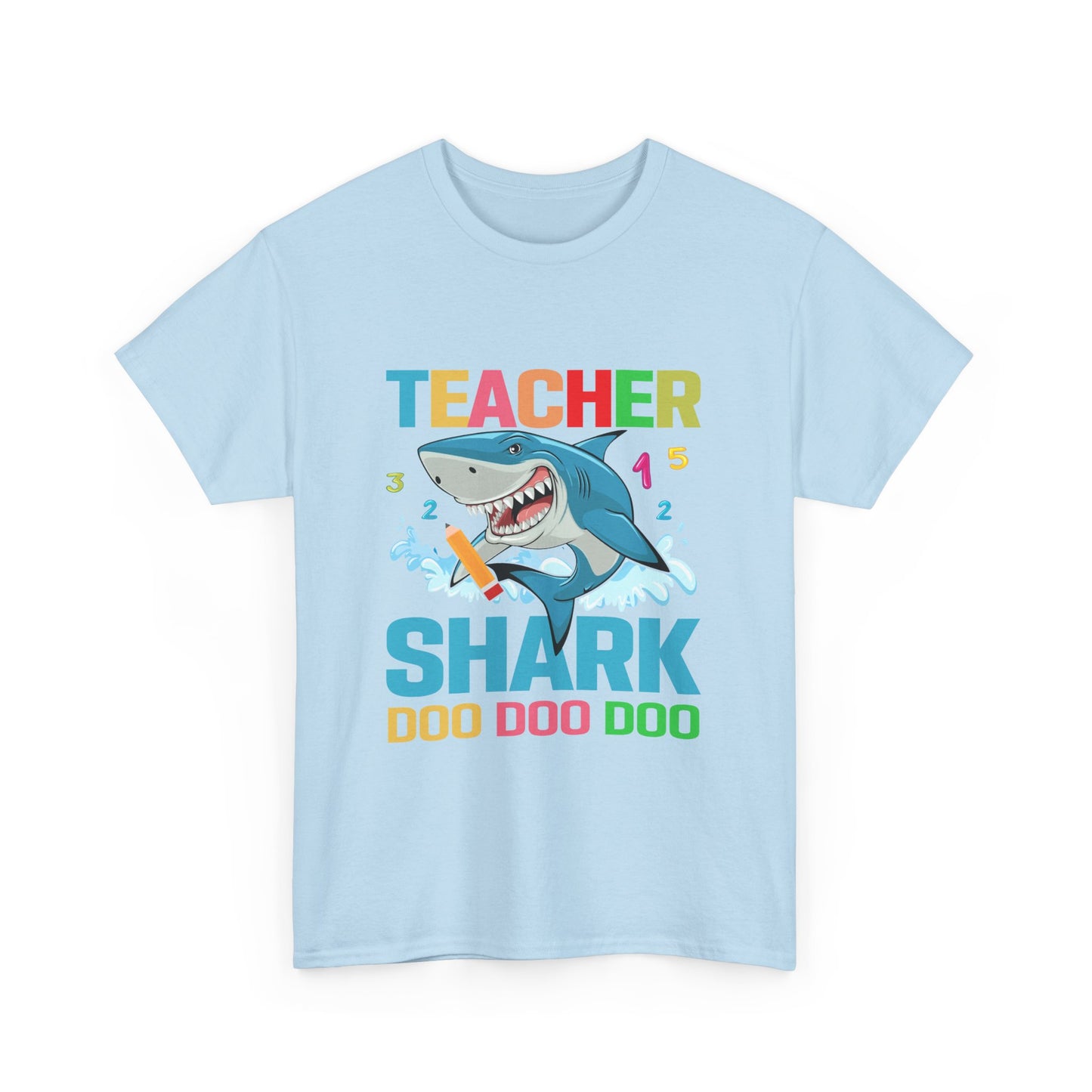 Teacher Shark Unisex Heavy Cotton Tee - Fun Gift for Educators, Back to School, Teacher Appreciation, Shark Lover, Graphic Tee