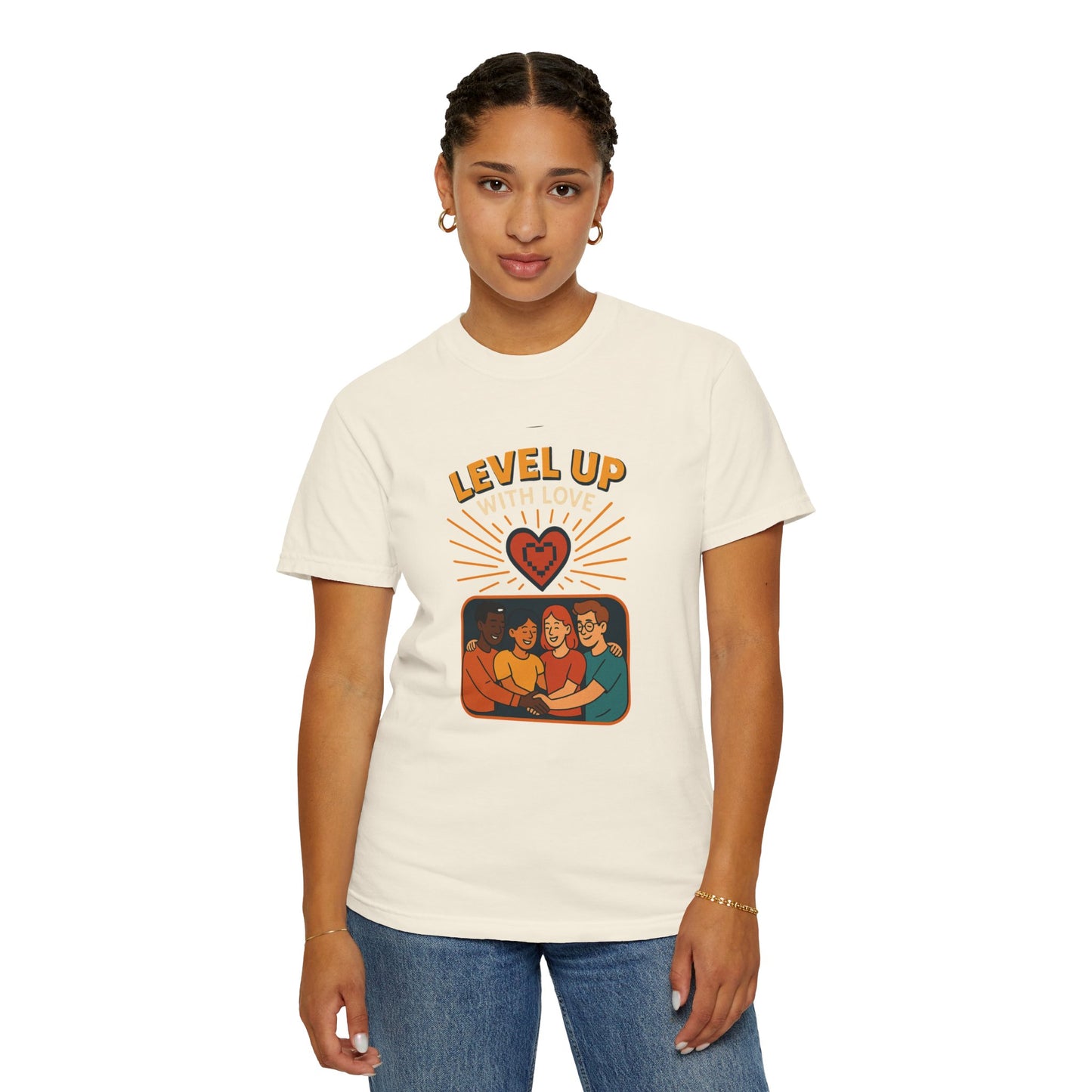 Level Up With Love T-Shirt, Vintage Style Tee, Unisex Casual Wear, Perfect Gift for Friends, Everyday Comfort Shirt
