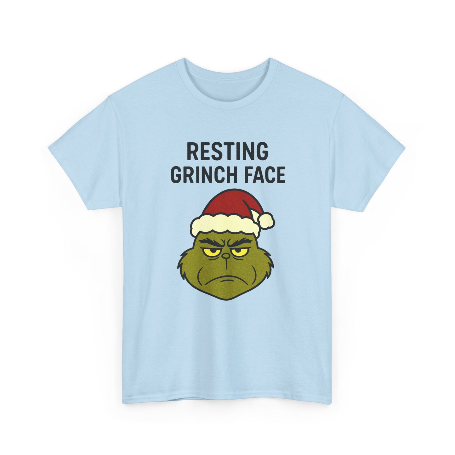 Resting Grinch Face Unisex Heavy Cotton Tee - Perfect Holiday Humor Shirt