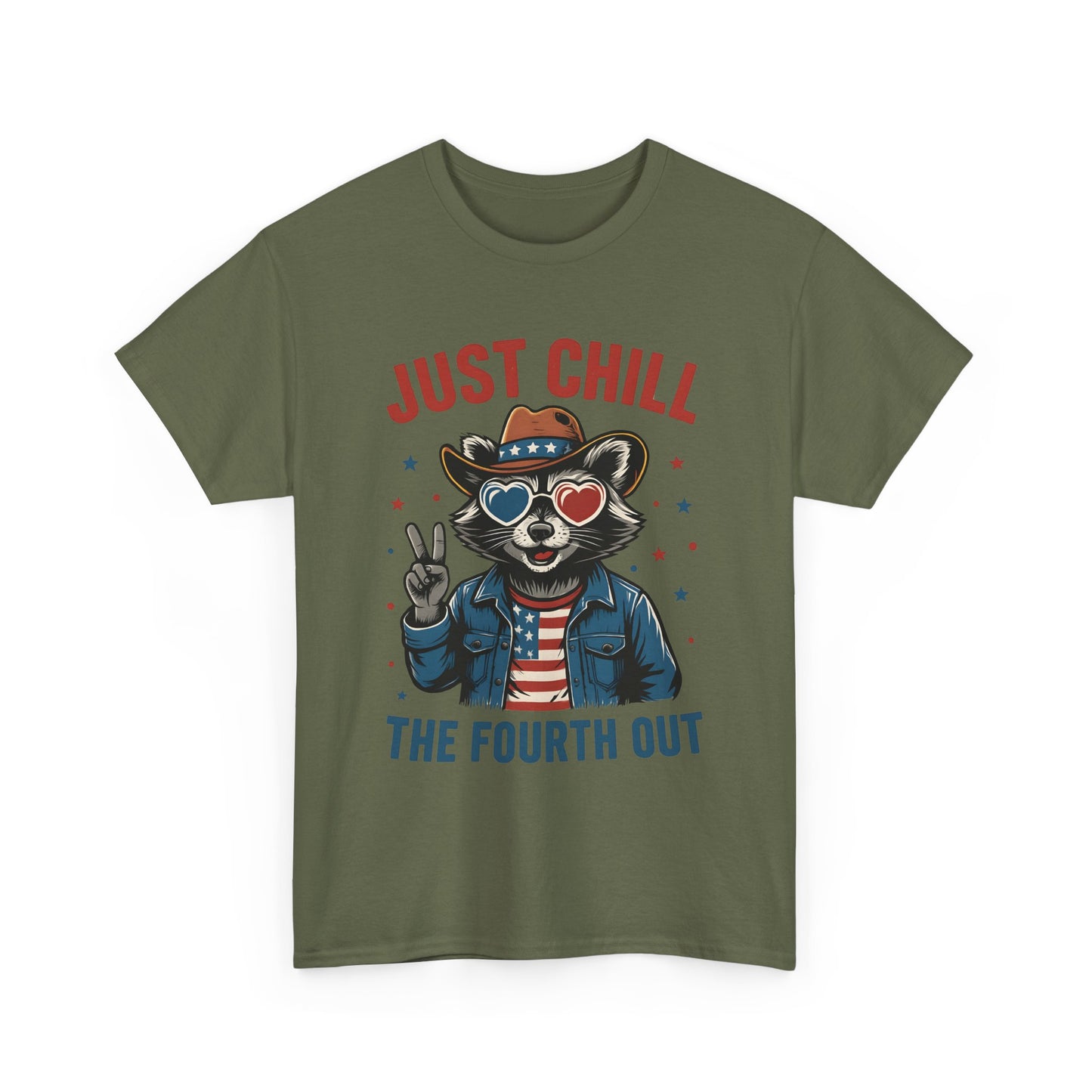 Patriotic Raccoon Tee, Just Chill the Fourth Out T-Shirt, Unisex Cotton Shirt, Casual Summer Wear, Independence Day, July fourth