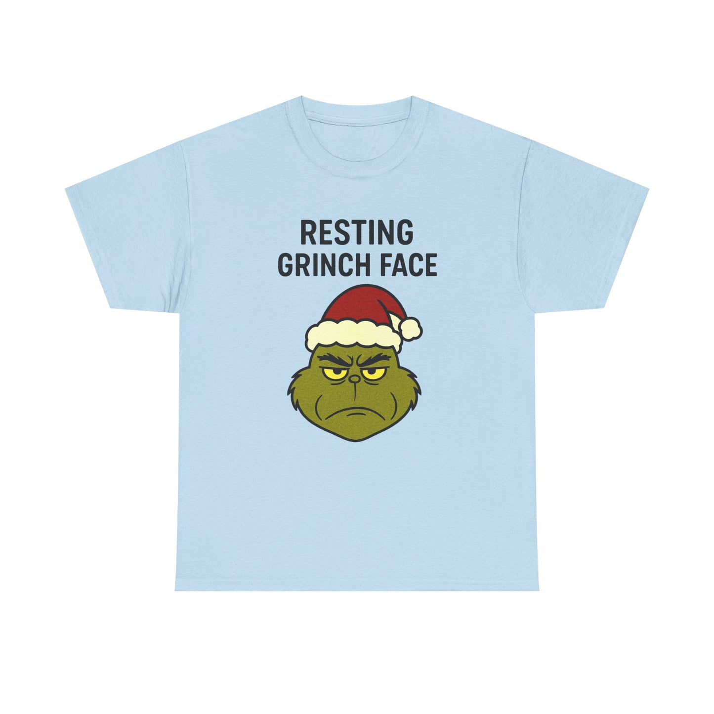 Resting Grinch Face Unisex Heavy Cotton Tee - Perfect Holiday Humor Shirt