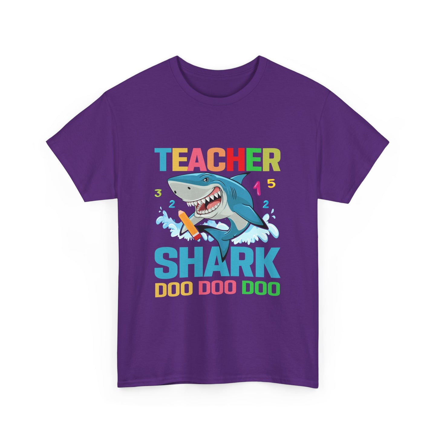 Teacher Shark Unisex Heavy Cotton Tee - Fun Gift for Educators, Back to School, Teacher Appreciation, Shark Lover, Graphic Tee