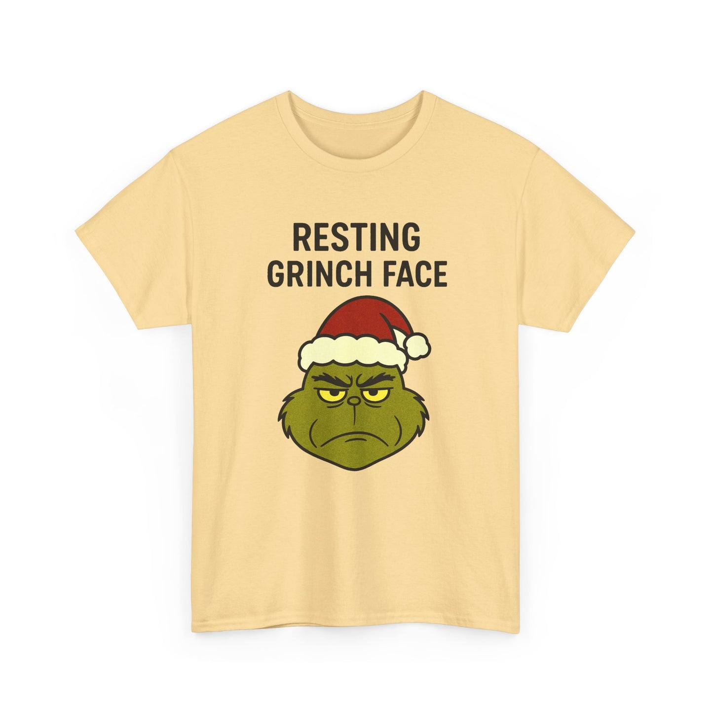 Resting Grinch Face Unisex Heavy Cotton Tee - Perfect Holiday Humor Shirt