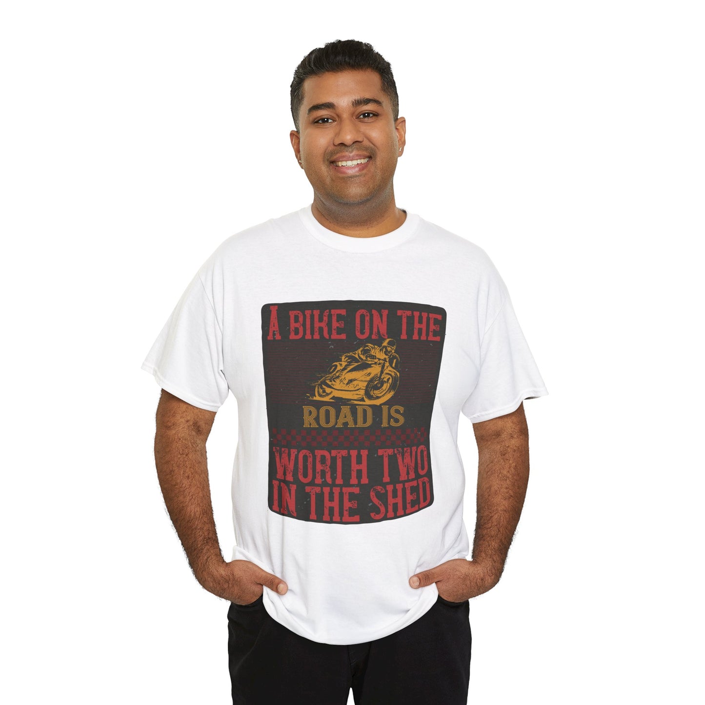 Adventure Awaits Biker Unisex Heavy Cotton Tee – Perfect for Bikers, Cyclists, Outdoor Lovers, Gifts, Casual Wear, Bike Enthusiasts