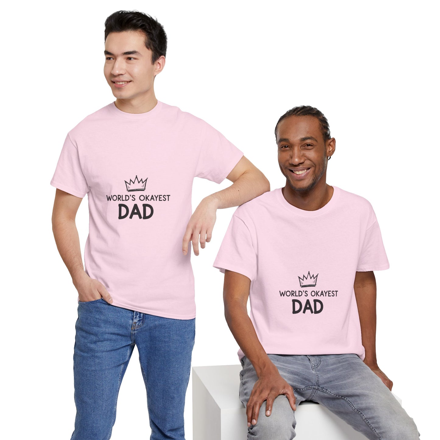World's Okayest Dad Unisex Heavy Cotton Tee, Funny Father's Day Gift, Relaxed Fit T-Shirt, Dad Humor Shirt, Casual Everyday Wear