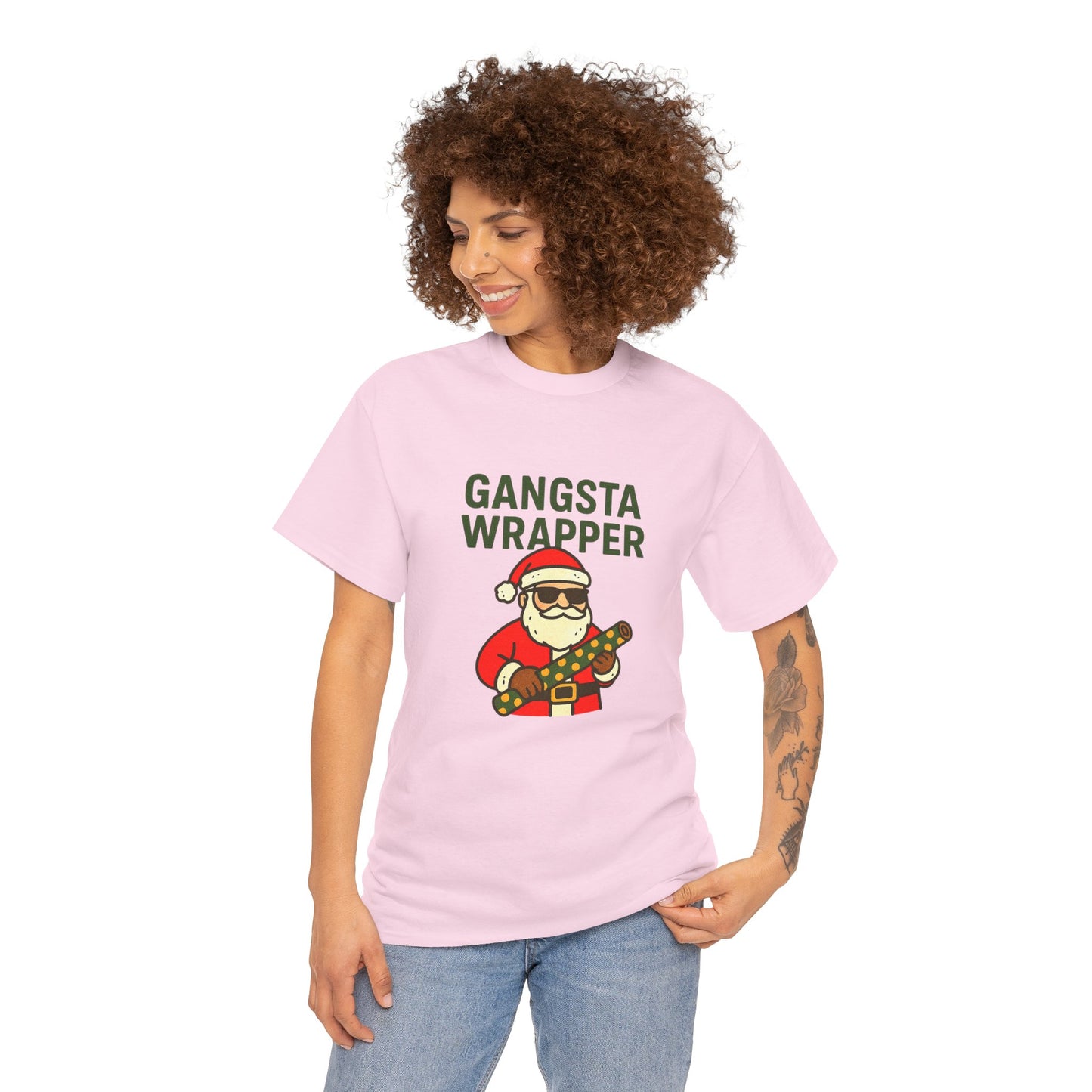 Gangsta Wrapper Unisex Cotton Tee - Fun Holiday T-Shirt for Christmas Celebrations