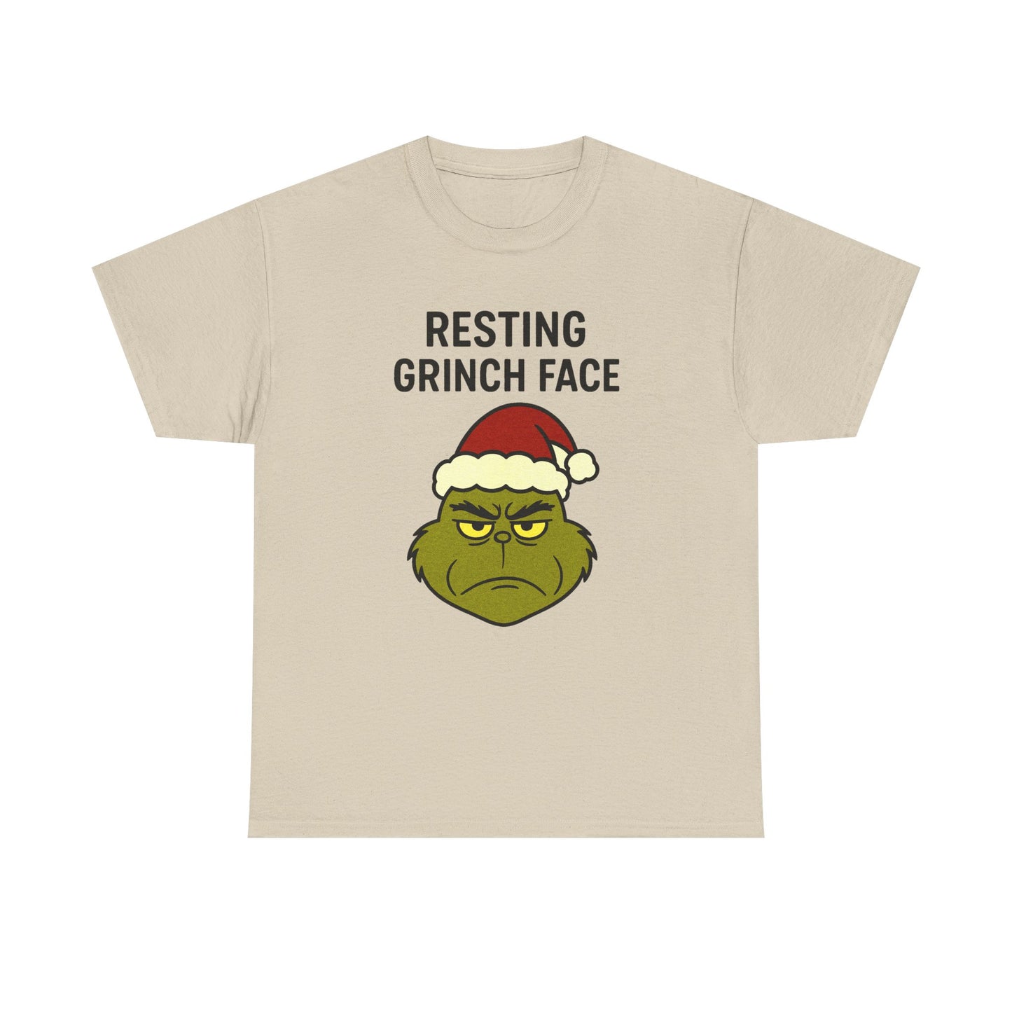 Resting Grinch Face Unisex Heavy Cotton Tee - Perfect Holiday Humor Shirt