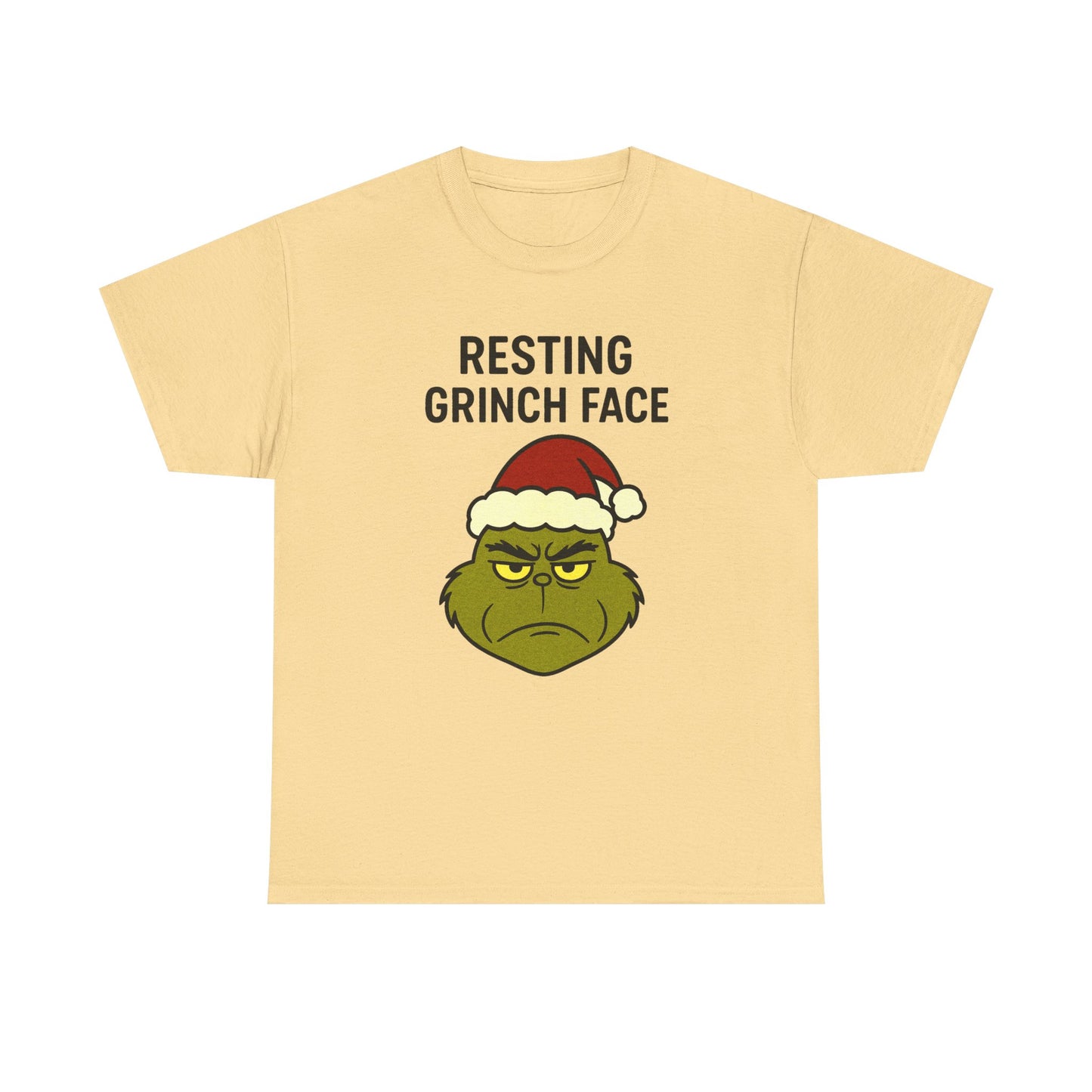 Resting Grinch Face Unisex Heavy Cotton Tee - Perfect Holiday Humor Shirt