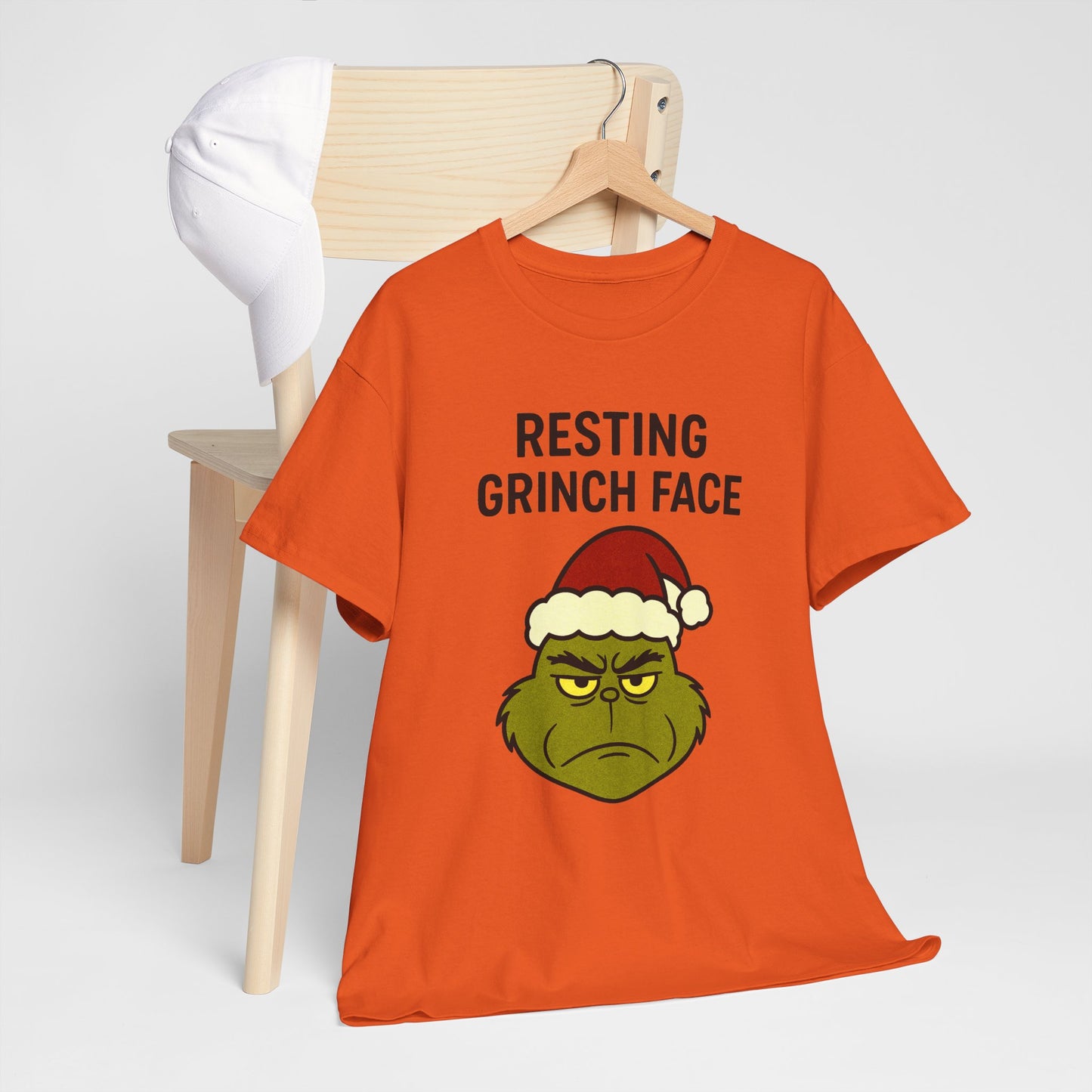 Resting Grinch Face Unisex Heavy Cotton Tee - Perfect Holiday Humor Shirt