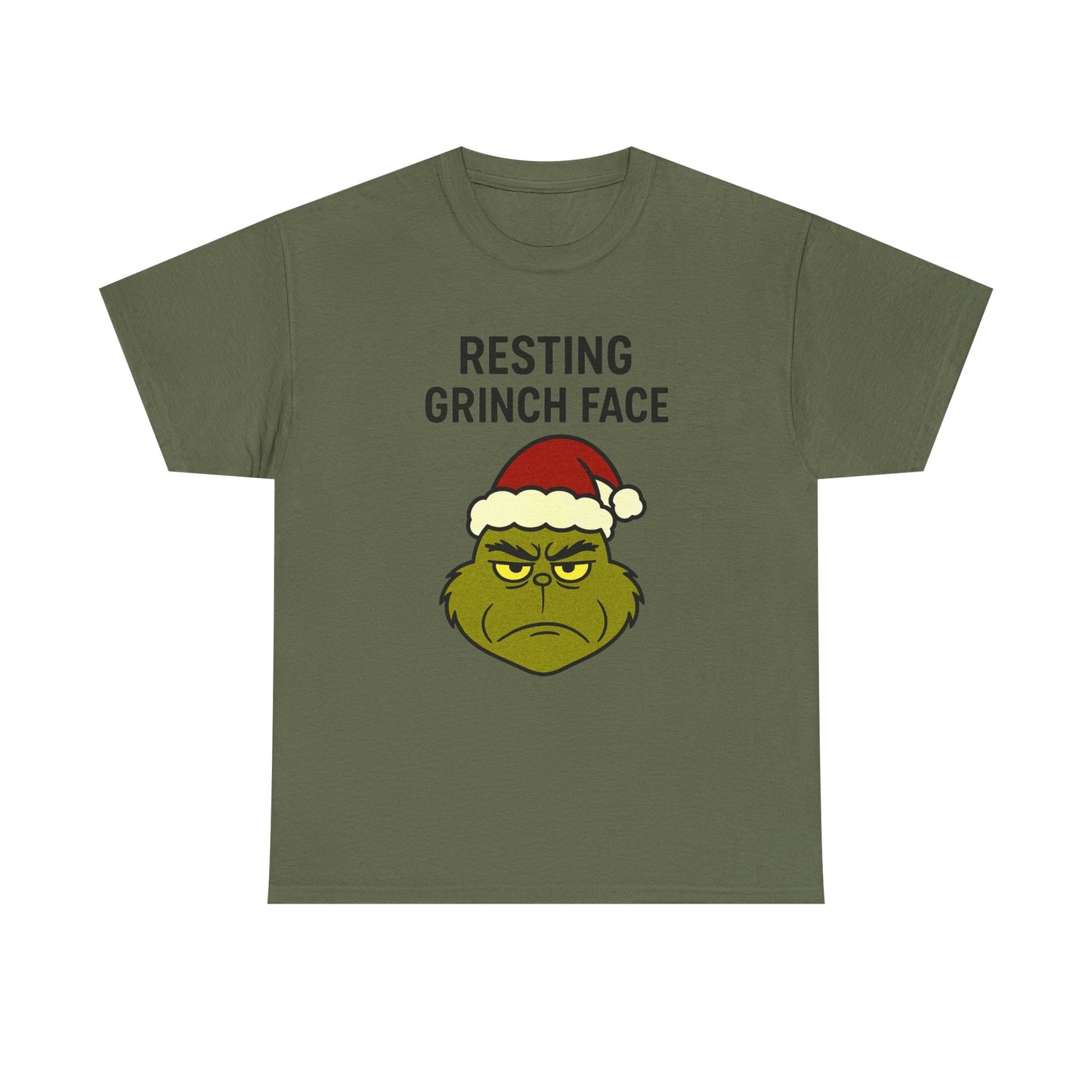Resting Grinch Face Unisex Heavy Cotton Tee - Perfect Holiday Humor Shirt