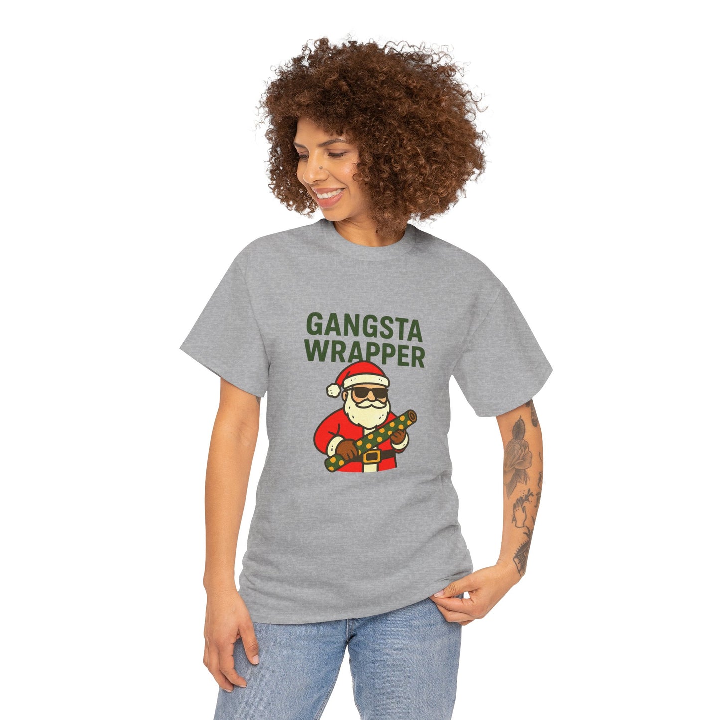 Gangsta Wrapper Unisex Cotton Tee - Fun Holiday T-Shirt for Christmas Celebrations
