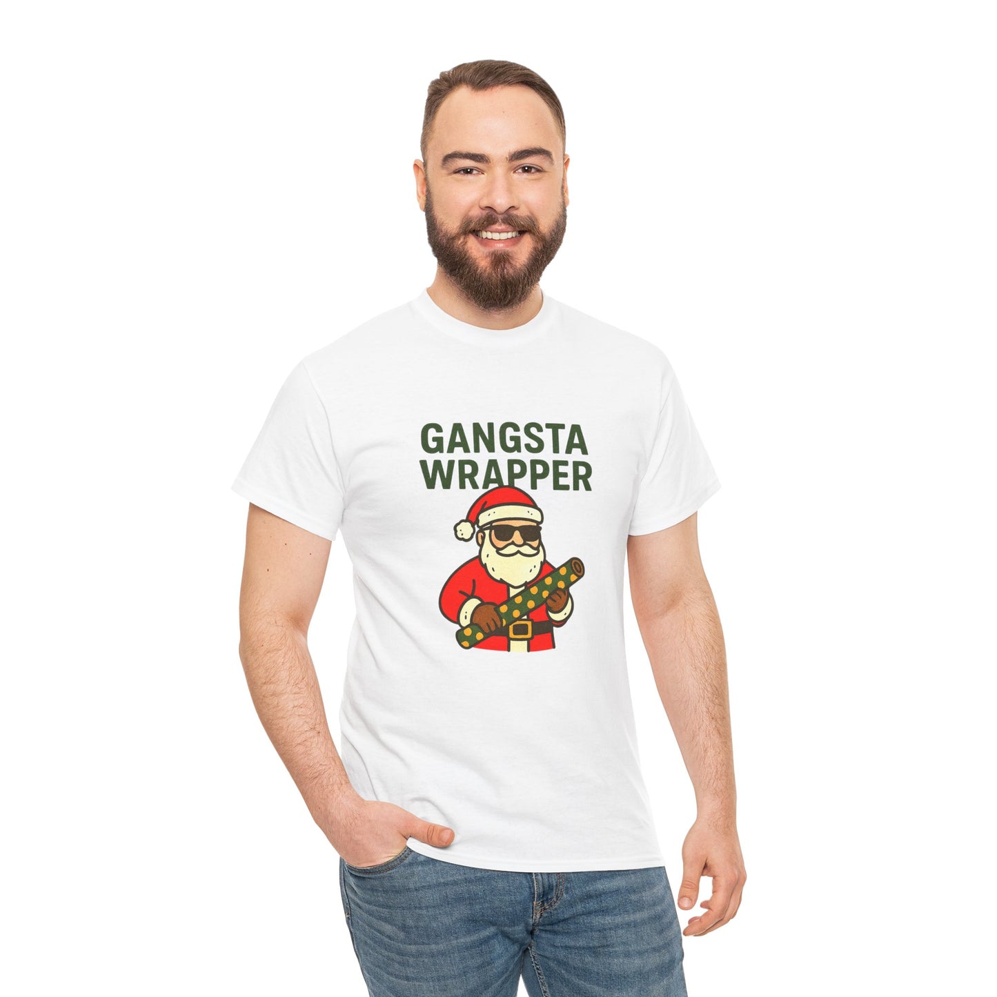 Gangsta Wrapper Unisex Cotton Tee - Fun Holiday T-Shirt for Christmas Celebrations
