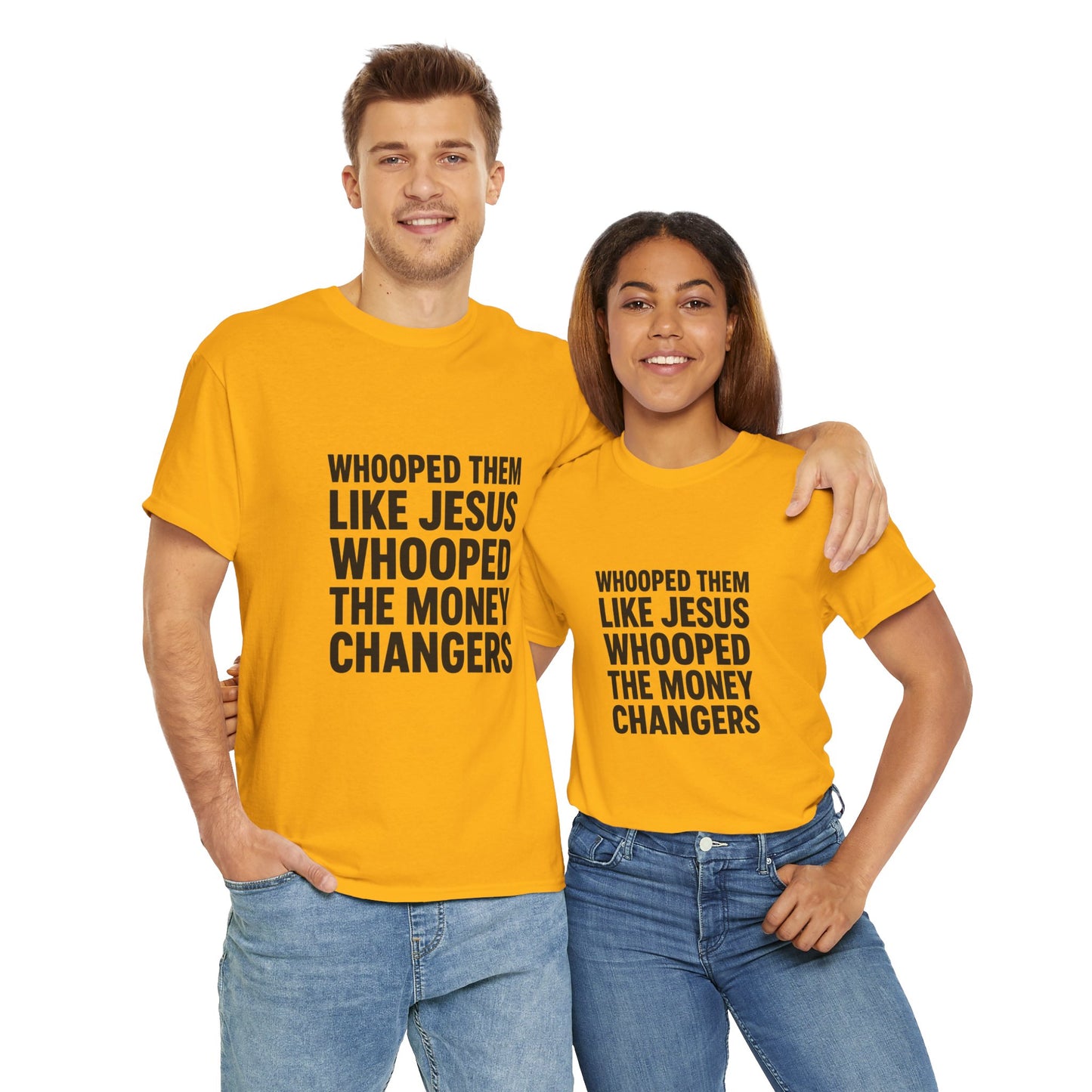 Biblical Humor Tee: Whooped Them Like Jesus - Funny Unisex Cotton T-Shirt for Bible Lovers, Gifts, Easter, Church Events, Casual Wear