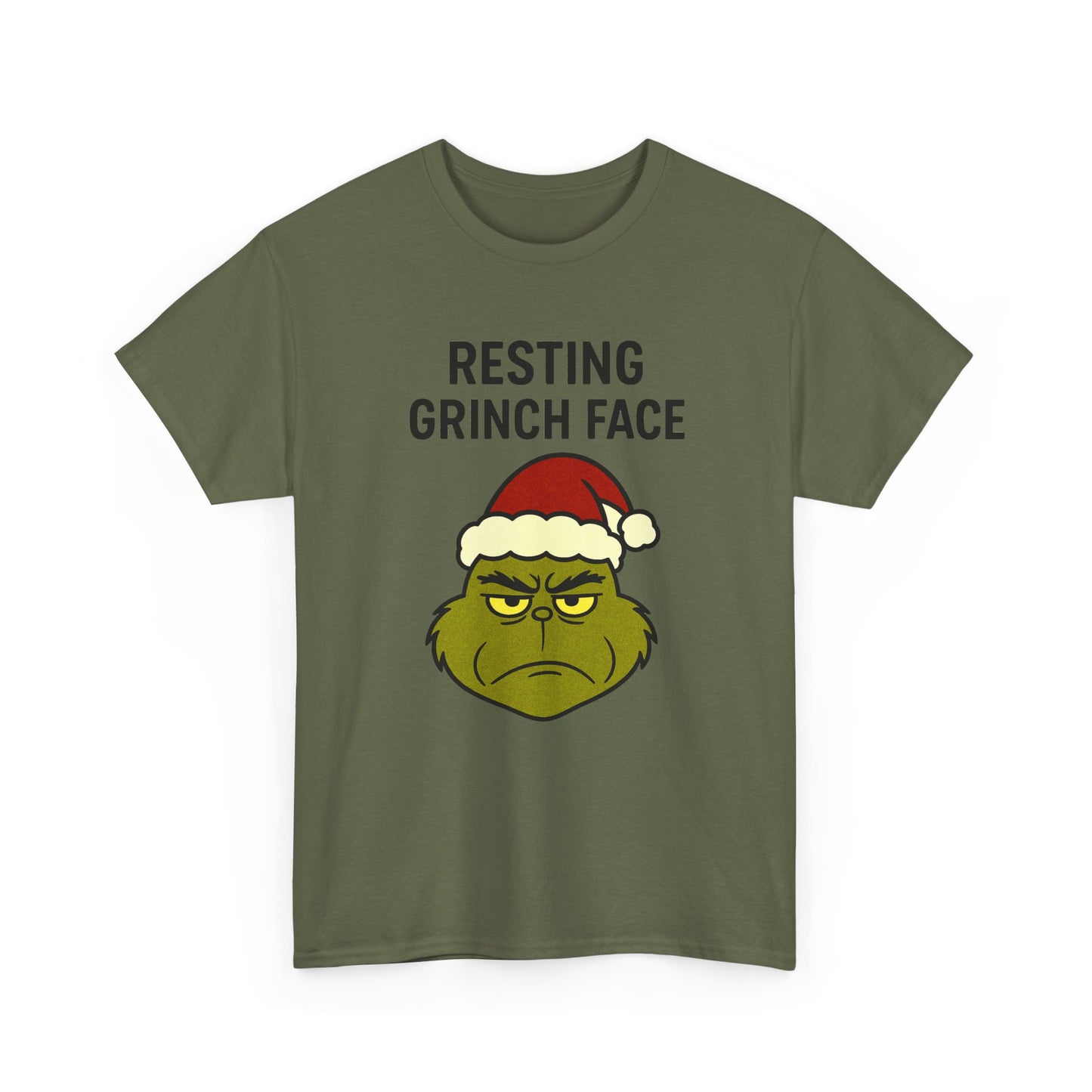 Resting Grinch Face Unisex Heavy Cotton Tee - Perfect Holiday Humor Shirt