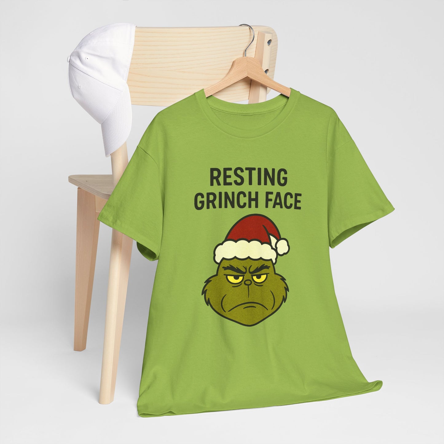 Resting Grinch Face Unisex Heavy Cotton Tee - Perfect Holiday Humor Shirt