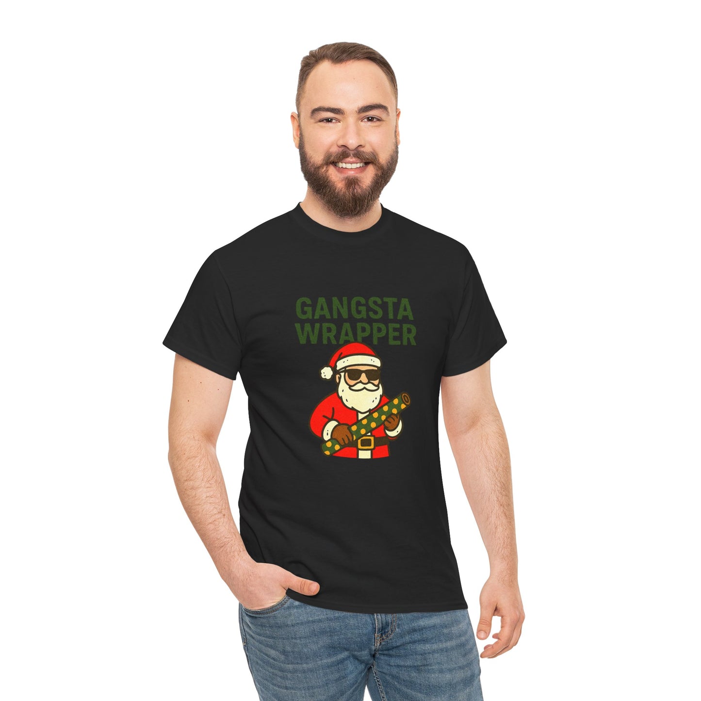 Gangsta Wrapper Unisex Cotton Tee - Fun Holiday T-Shirt for Christmas Celebrations