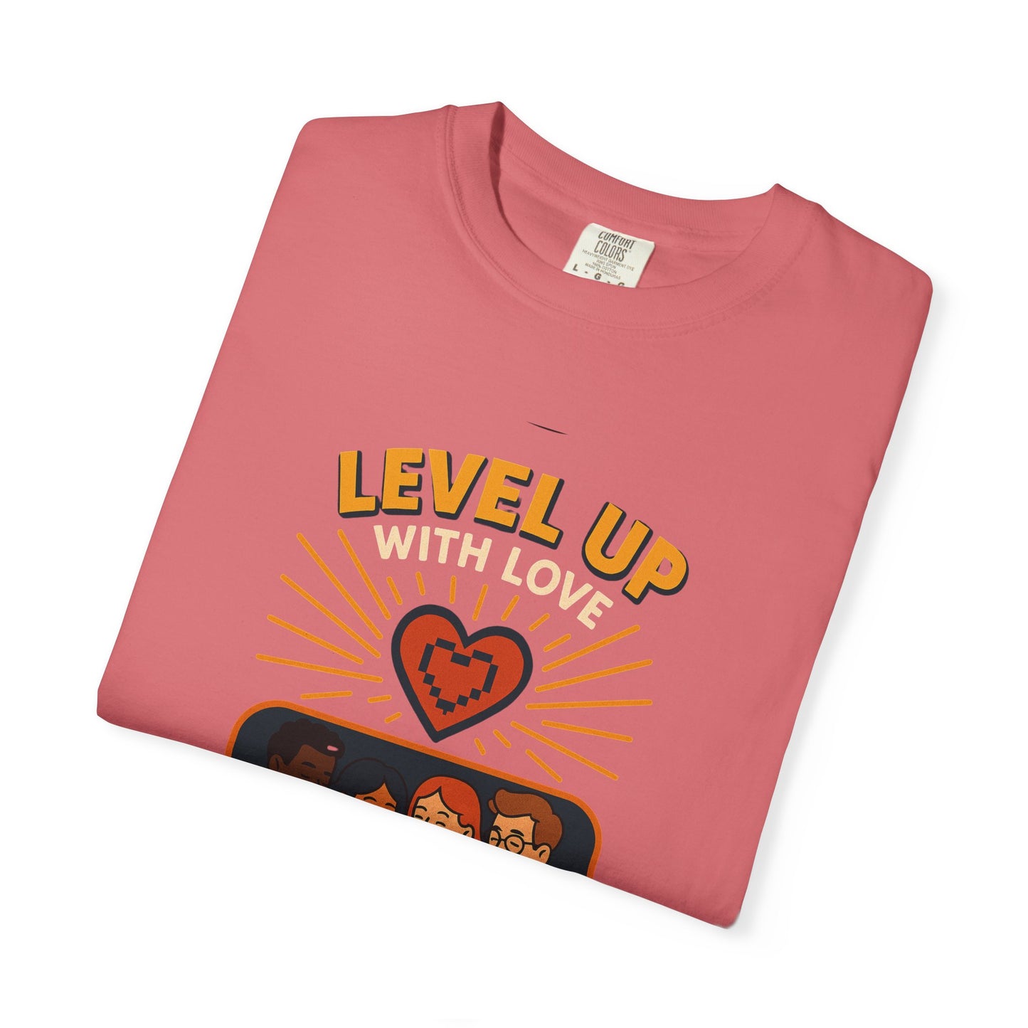 Level Up With Love T-Shirt, Vintage Style Tee, Unisex Casual Wear, Perfect Gift for Friends, Everyday Comfort Shirt