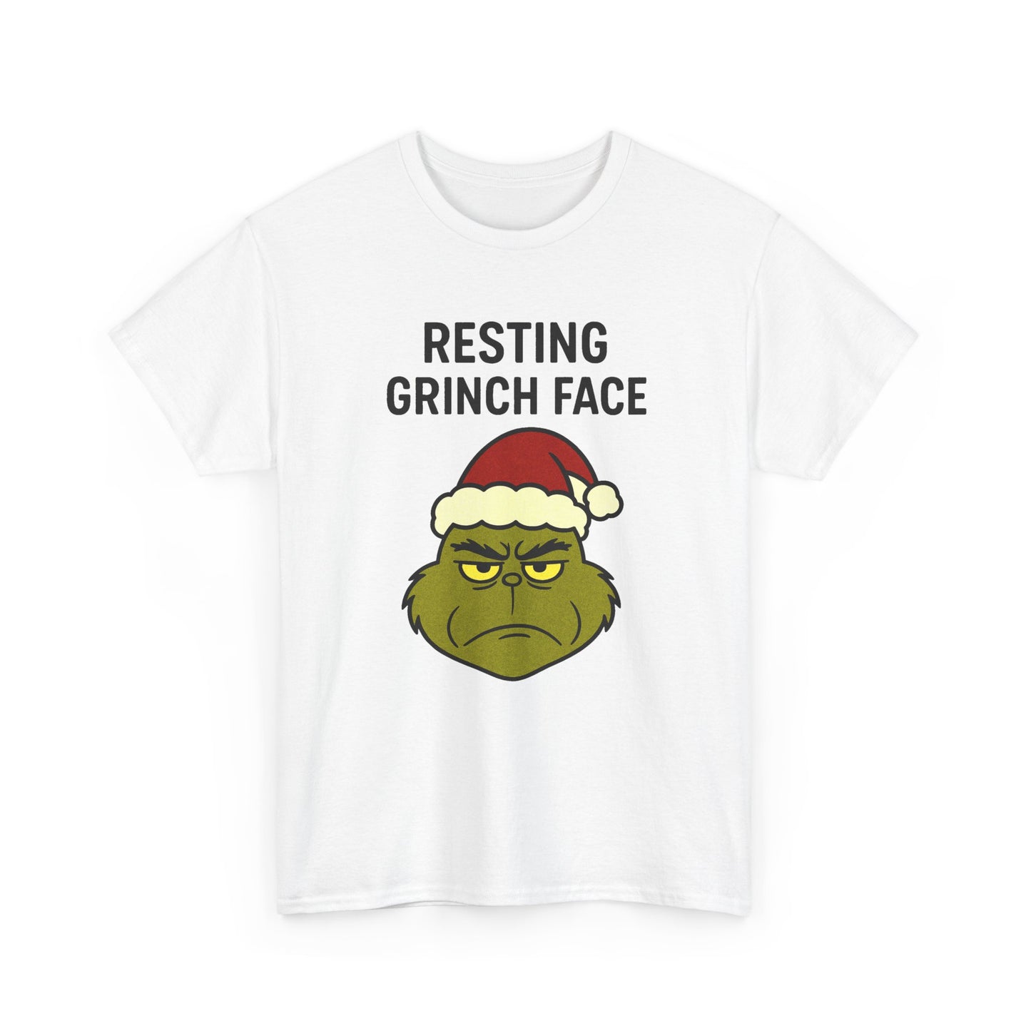 Resting Grinch Face Unisex Heavy Cotton Tee - Perfect Holiday Humor Shirt