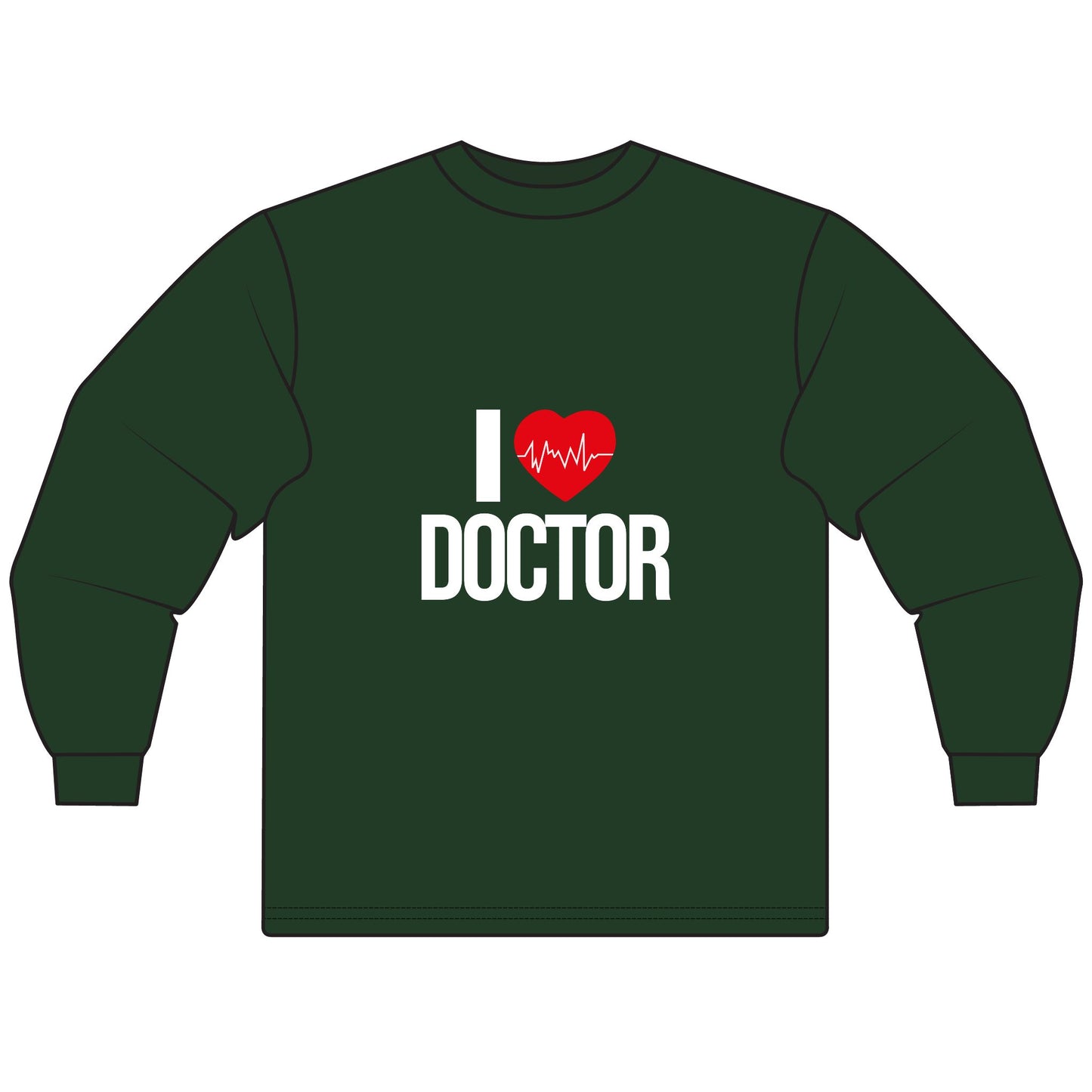 I Love Doctor Long Sleeve T-Shirt, Gift for Doctors, Nurse Appreciation, Medical Student Apparel, Health Care Worker Shirt, Fun Doctor Tee