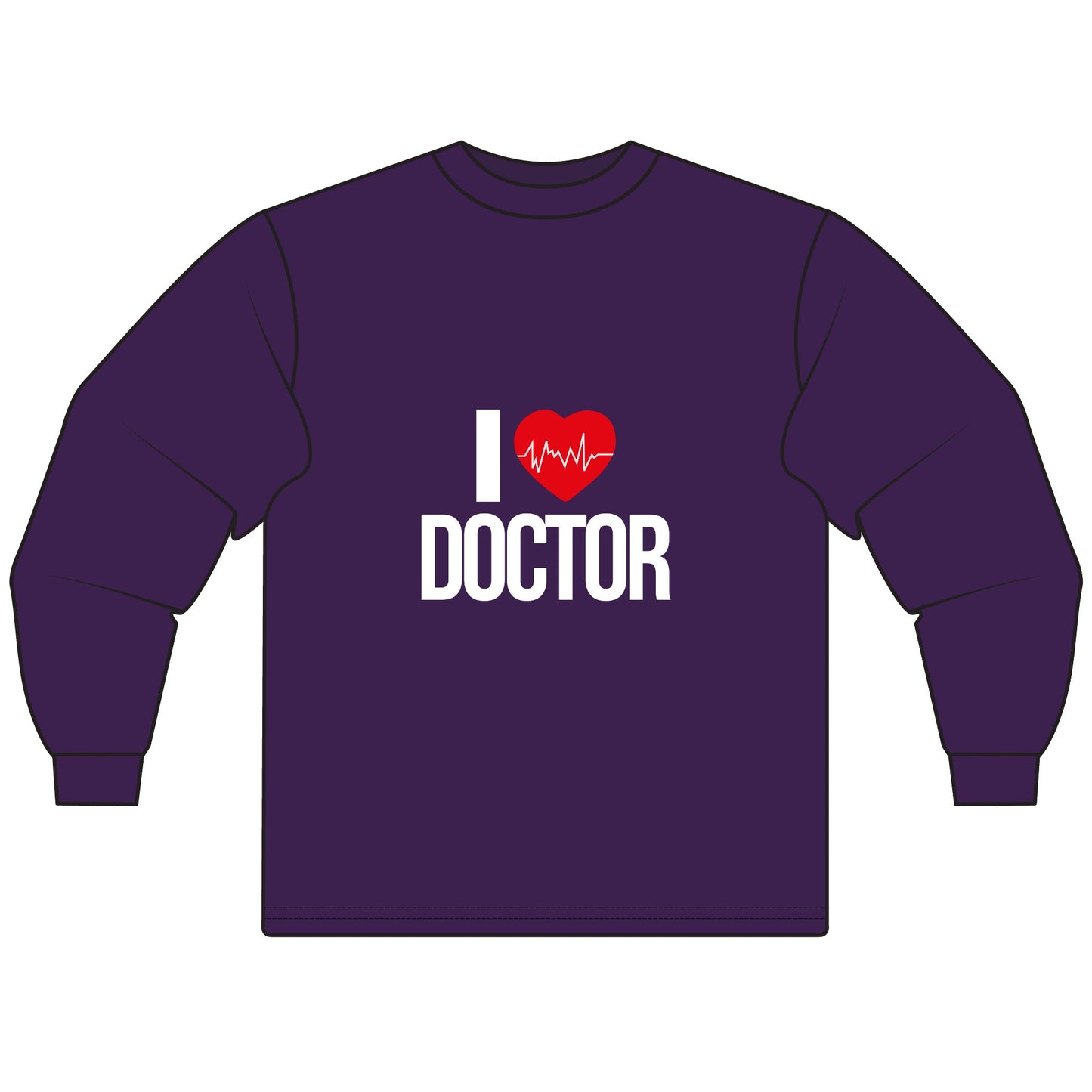 I Love Doctor Long Sleeve T-Shirt, Gift for Doctors, Nurse Appreciation, Medical Student Apparel, Health Care Worker Shirt, Fun Doctor Tee