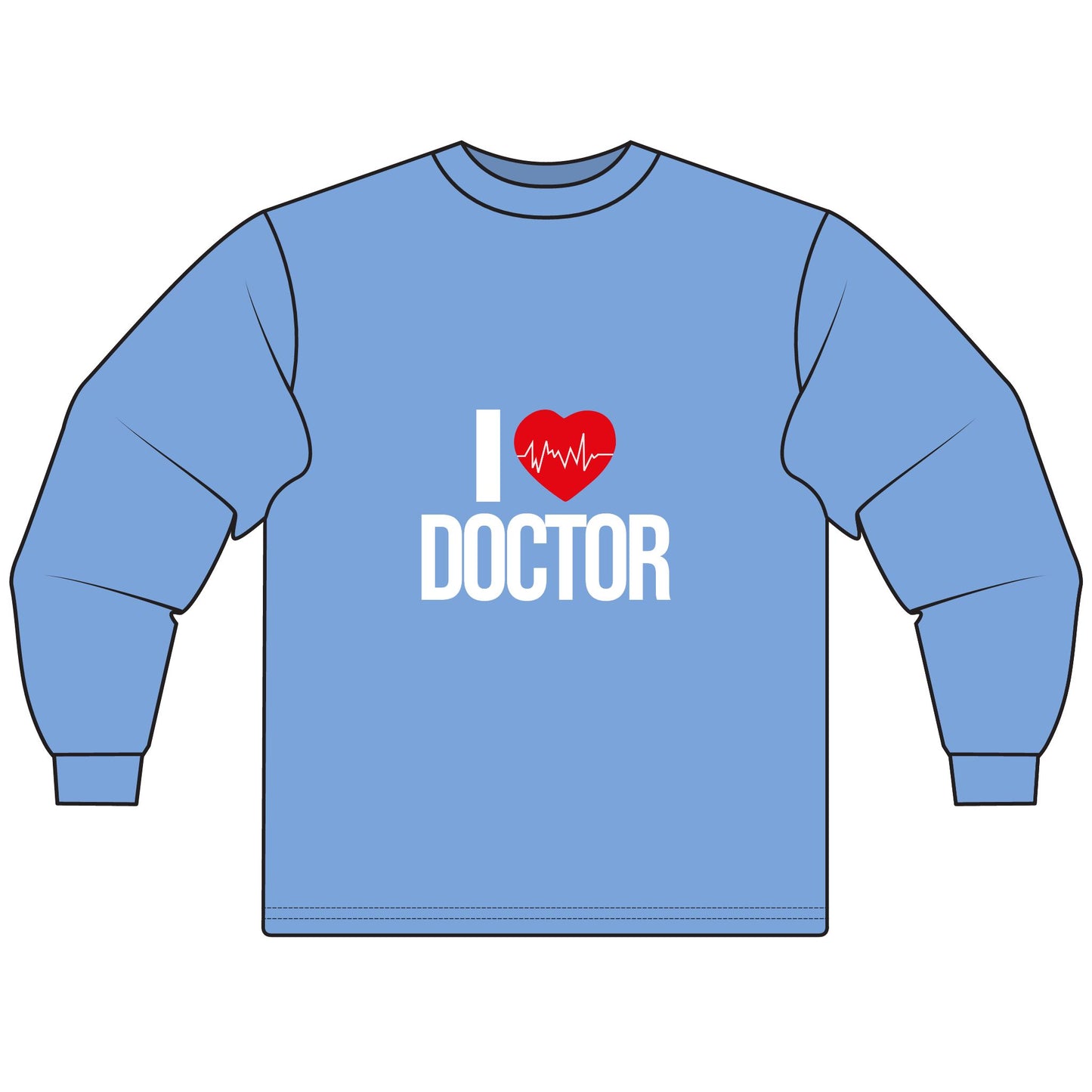I Love Doctor Long Sleeve T-Shirt, Gift for Doctors, Nurse Appreciation, Medical Student Apparel, Health Care Worker Shirt, Fun Doctor Tee