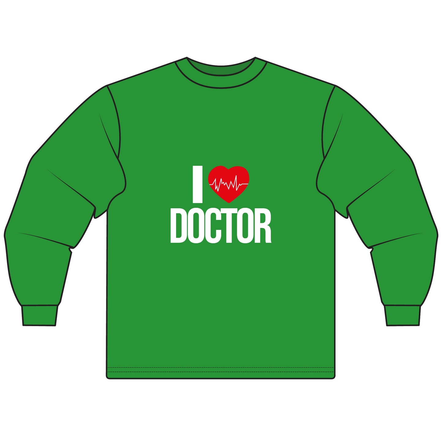 I Love Doctor Long Sleeve T-Shirt, Gift for Doctors, Nurse Appreciation, Medical Student Apparel, Health Care Worker Shirt, Fun Doctor Tee