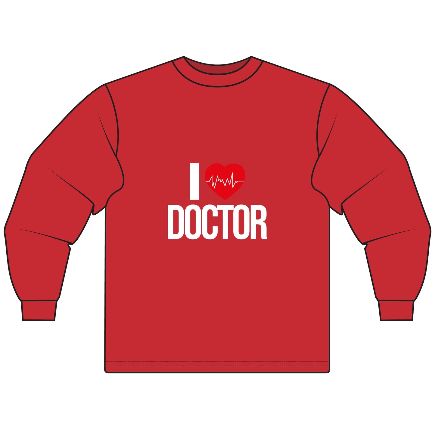 I Love Doctor Long Sleeve T-Shirt, Gift for Doctors, Nurse Appreciation, Medical Student Apparel, Health Care Worker Shirt, Fun Doctor Tee