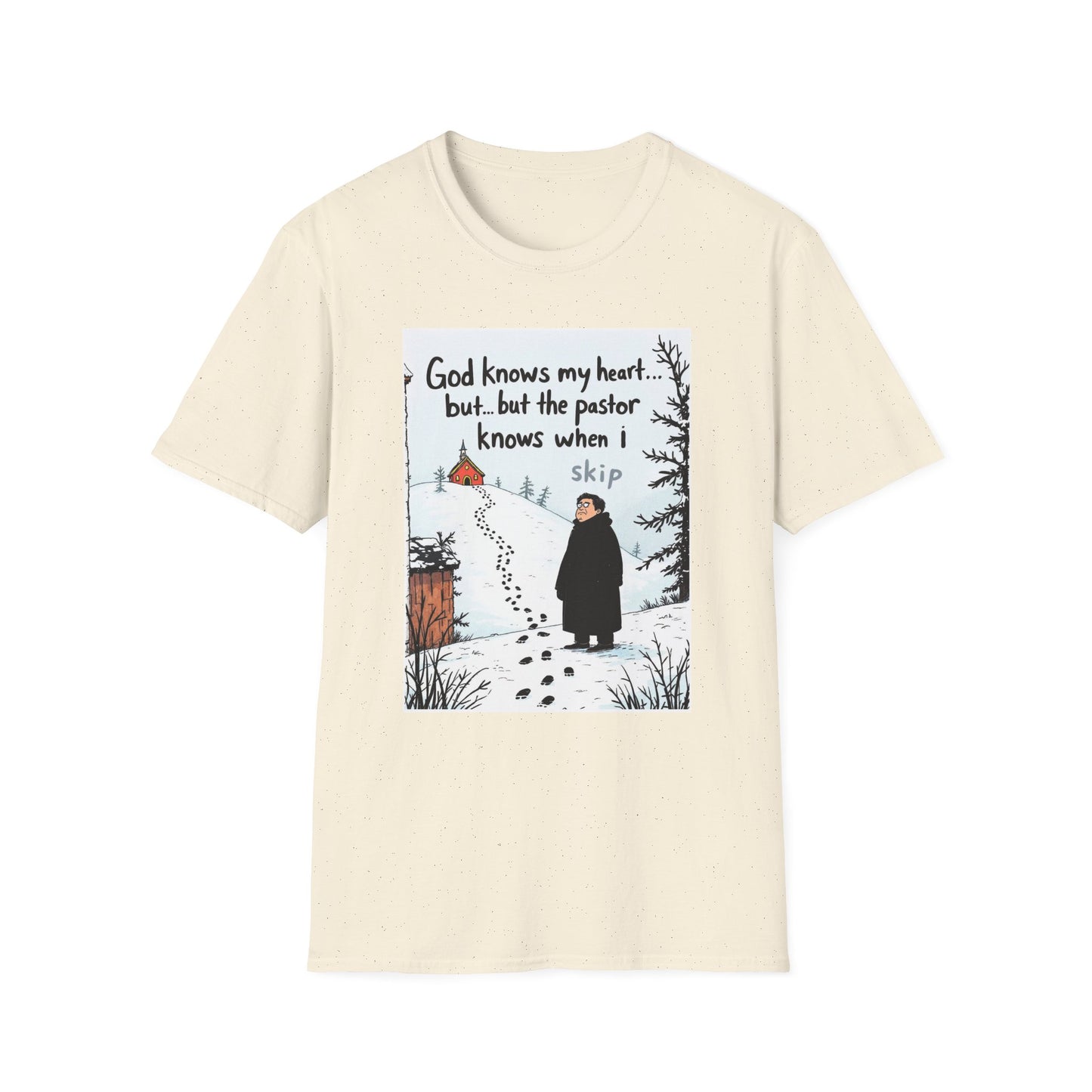 Funny Pastor T-Shirt, Cute Christian Shirt, Winter Humor Tee, Gift for Faith, Softstyle Unisex Top, Holiday Apparel
