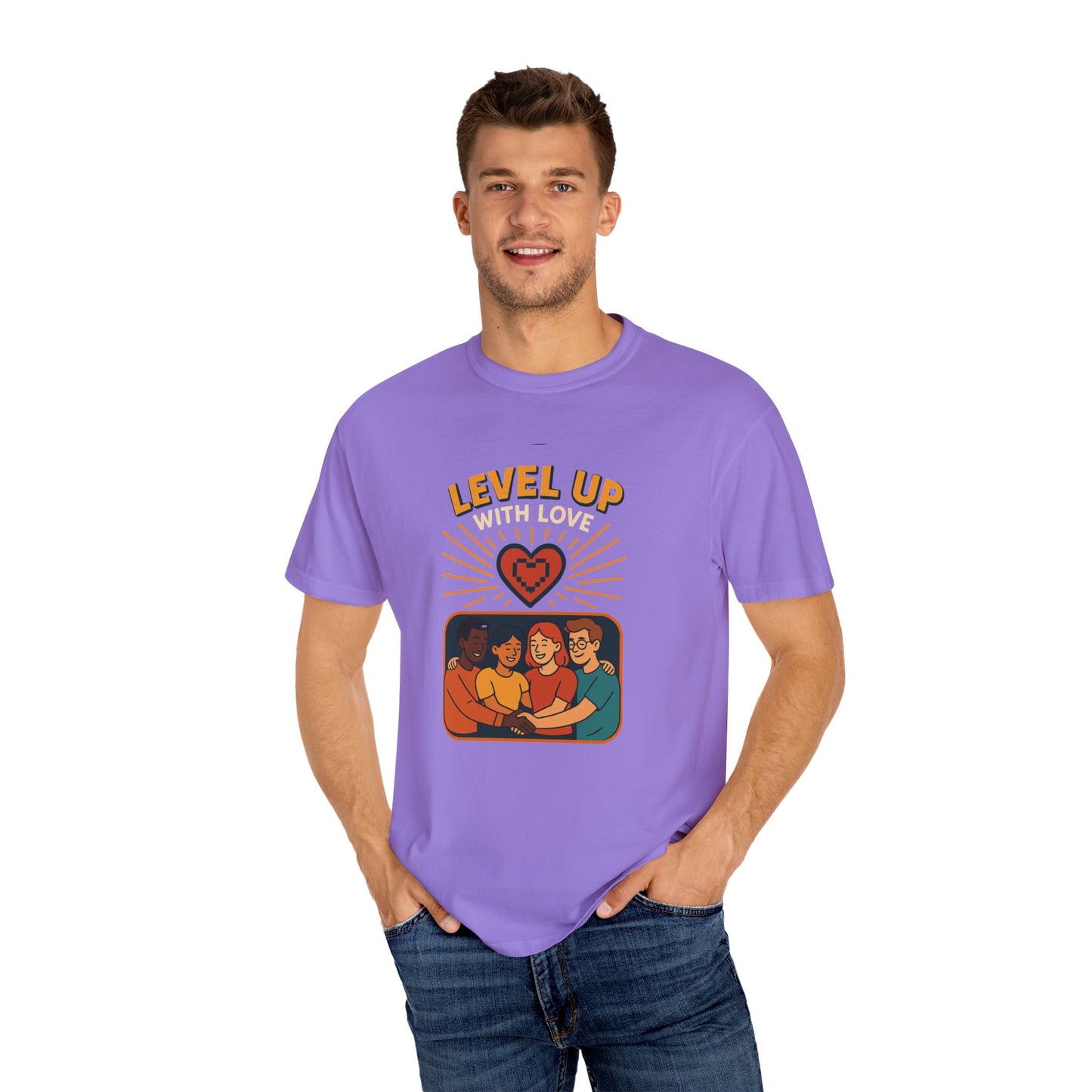 Level Up With Love T-Shirt, Vintage Style Tee, Unisex Casual Wear, Perfect Gift for Friends, Everyday Comfort Shirt