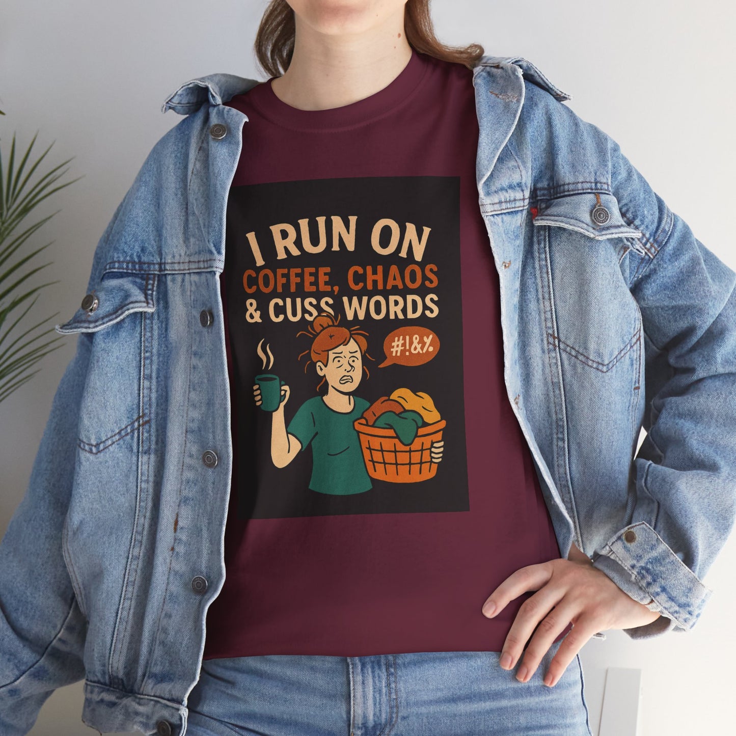 Coffee Chaos & Cuss Words Tee, Funny T-Shirt, Unisex Cotton Tee, Gift for Coffee Lovers, Casual Wear, Humor Apparel