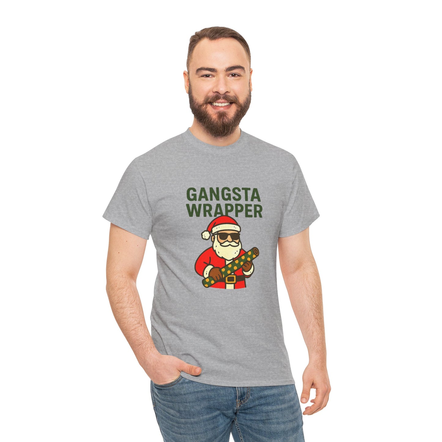 Gangsta Wrapper Unisex Cotton Tee - Fun Holiday T-Shirt for Christmas Celebrations