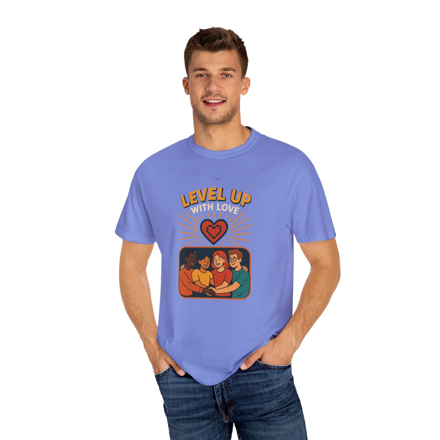 Level Up With Love T-Shirt, Vintage Style Tee, Unisex Casual Wear, Perfect Gift for Friends, Everyday Comfort Shirt