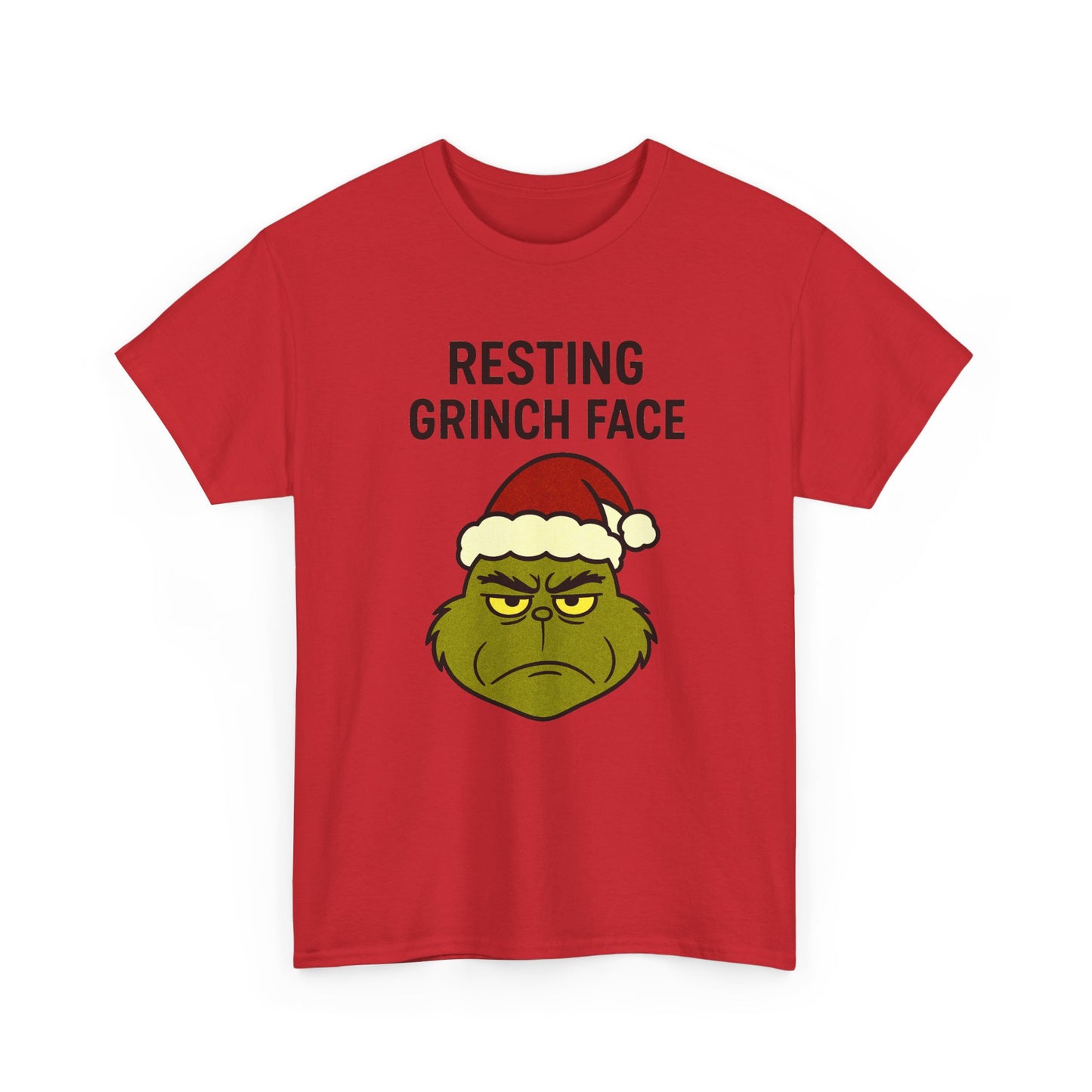 Resting Grinch Face Unisex Heavy Cotton Tee - Perfect Holiday Humor Shirt