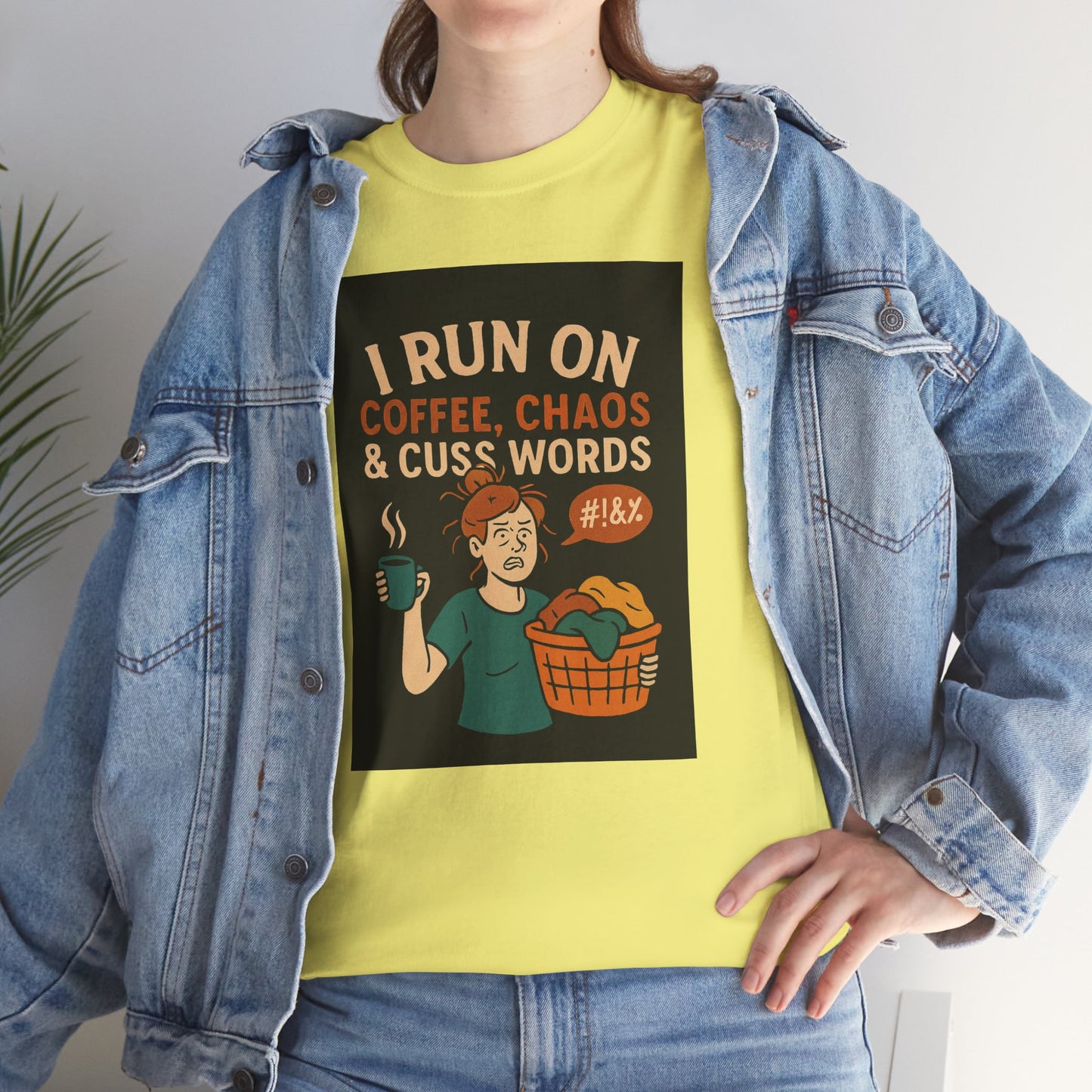 Coffee Chaos & Cuss Words Tee, Funny T-Shirt, Unisex Cotton Tee, Gift for Coffee Lovers, Casual Wear, Humor Apparel