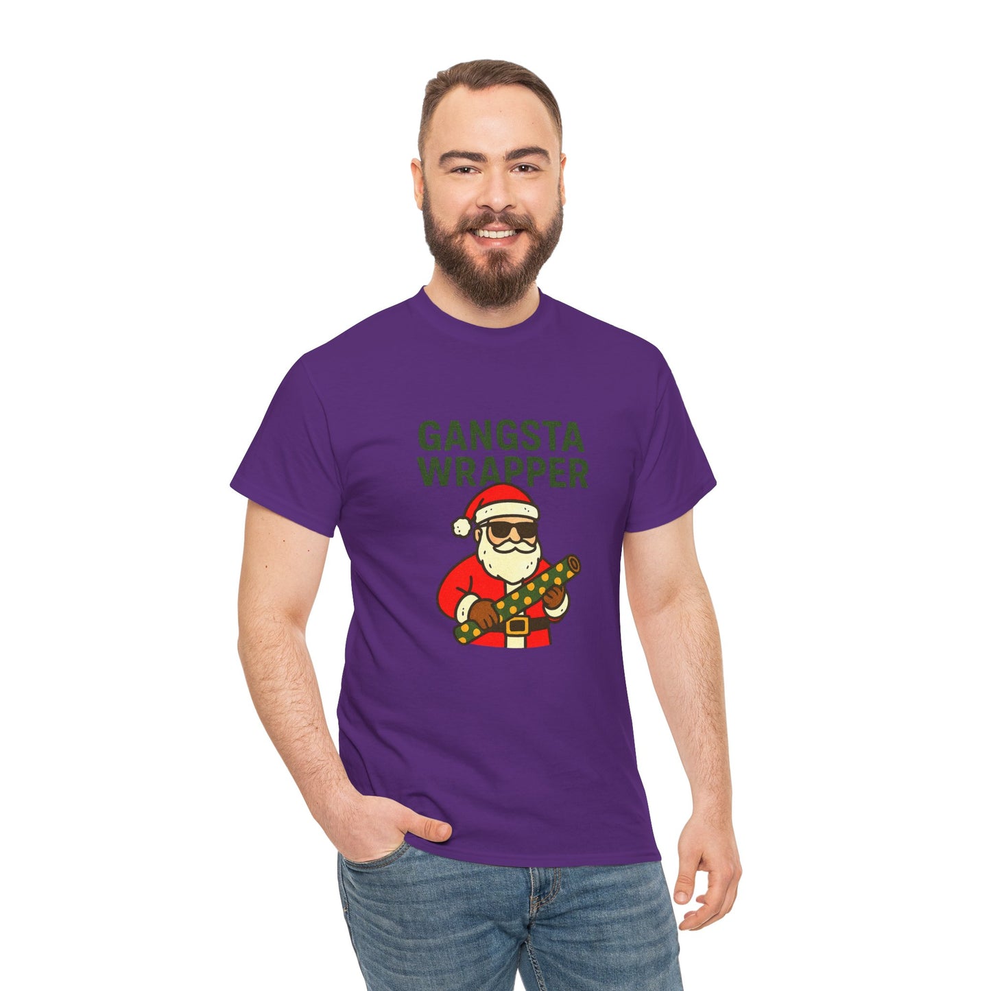 Gangsta Wrapper Unisex Cotton Tee - Fun Holiday T-Shirt for Christmas Celebrations