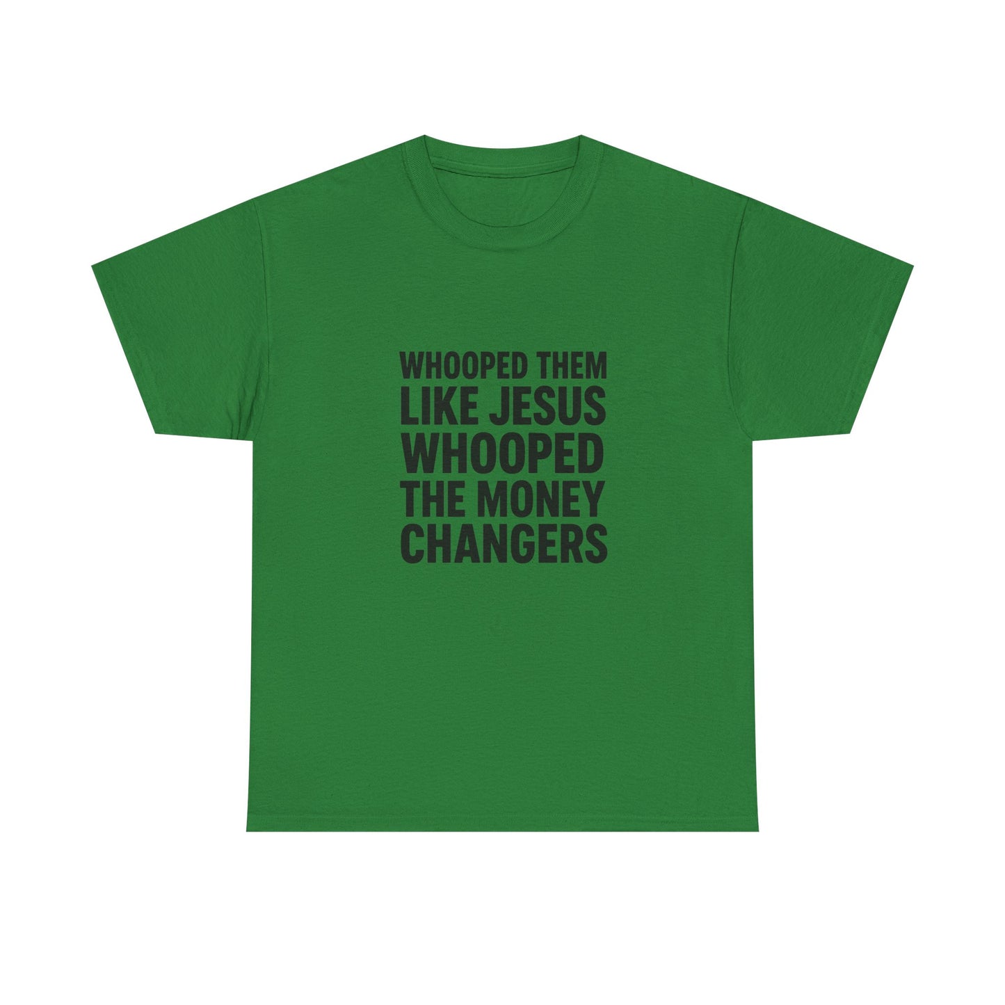 Biblical Humor Tee: Whooped Them Like Jesus - Funny Unisex Cotton T-Shirt for Bible Lovers, Gifts, Easter, Church Events, Casual Wear
