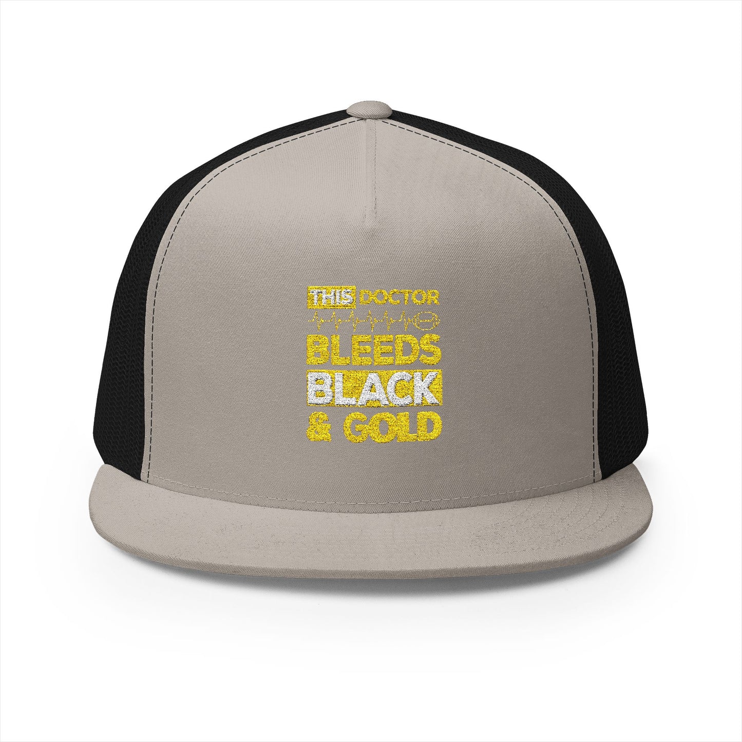 Stylish 5 Panel Trucker Cap - 'Doctor Bleeds Black & Gold' Embroidered Hat, Sports Cap, Gift for Medical Professionals, Adjustable [...]
