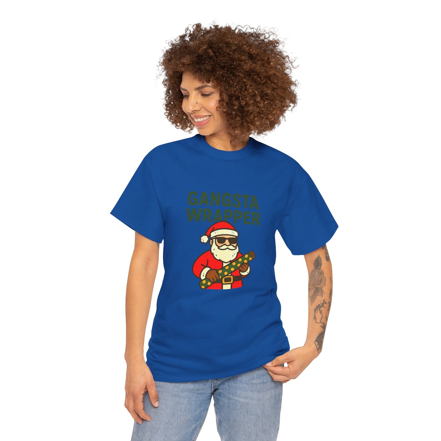 Gangsta Wrapper Unisex Cotton Tee - Fun Holiday T-Shirt for Christmas Celebrations