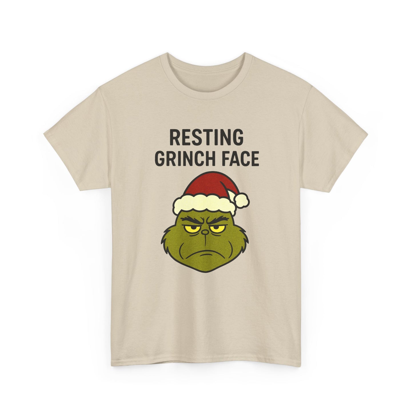 Resting Grinch Face Unisex Heavy Cotton Tee - Perfect Holiday Humor Shirt