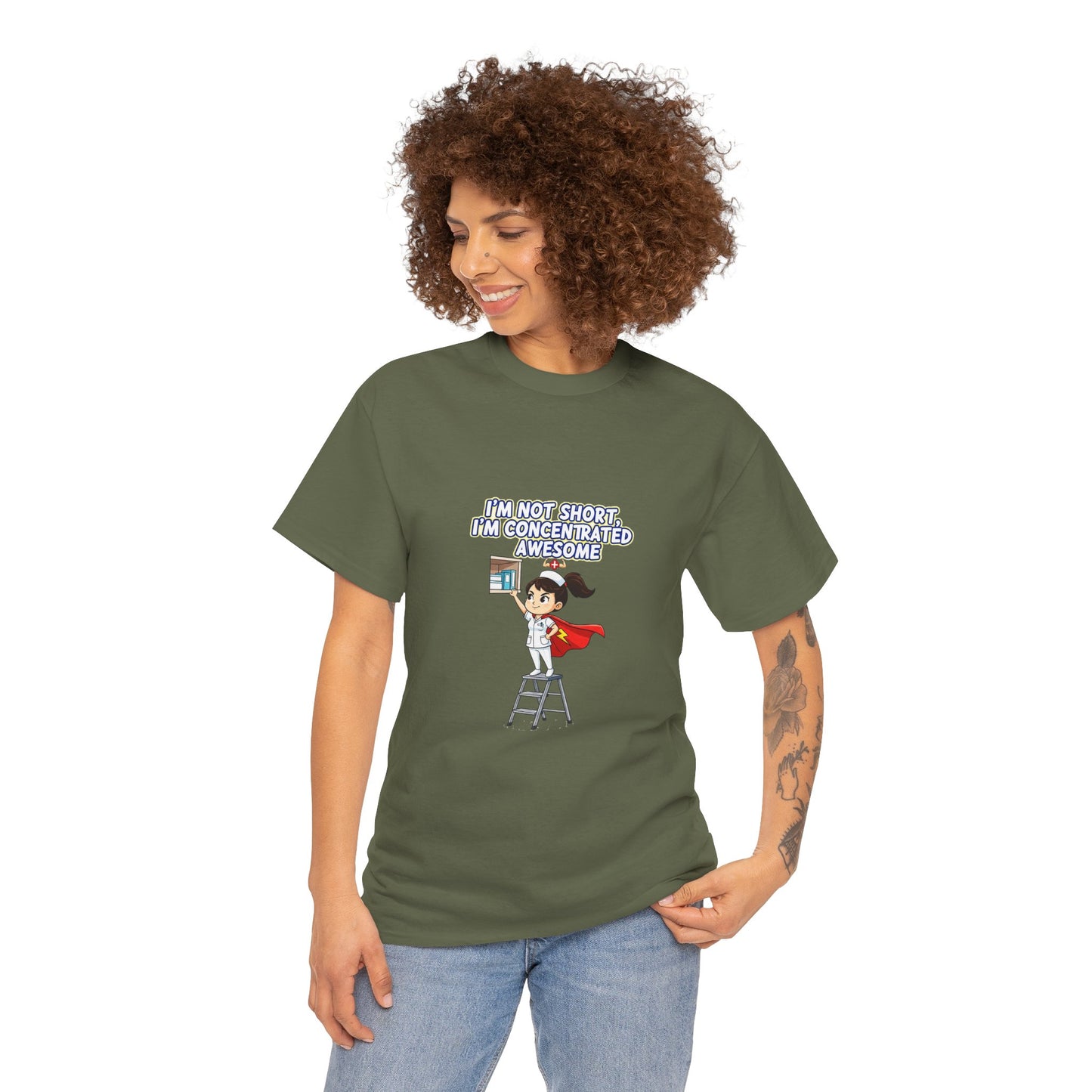 Superhero Motivation Tee - I'm Not Short, I'm Concentrated Awesome! | Unisex Heavy Cotton Shirt, Gift for Nurses, Daily Wear
