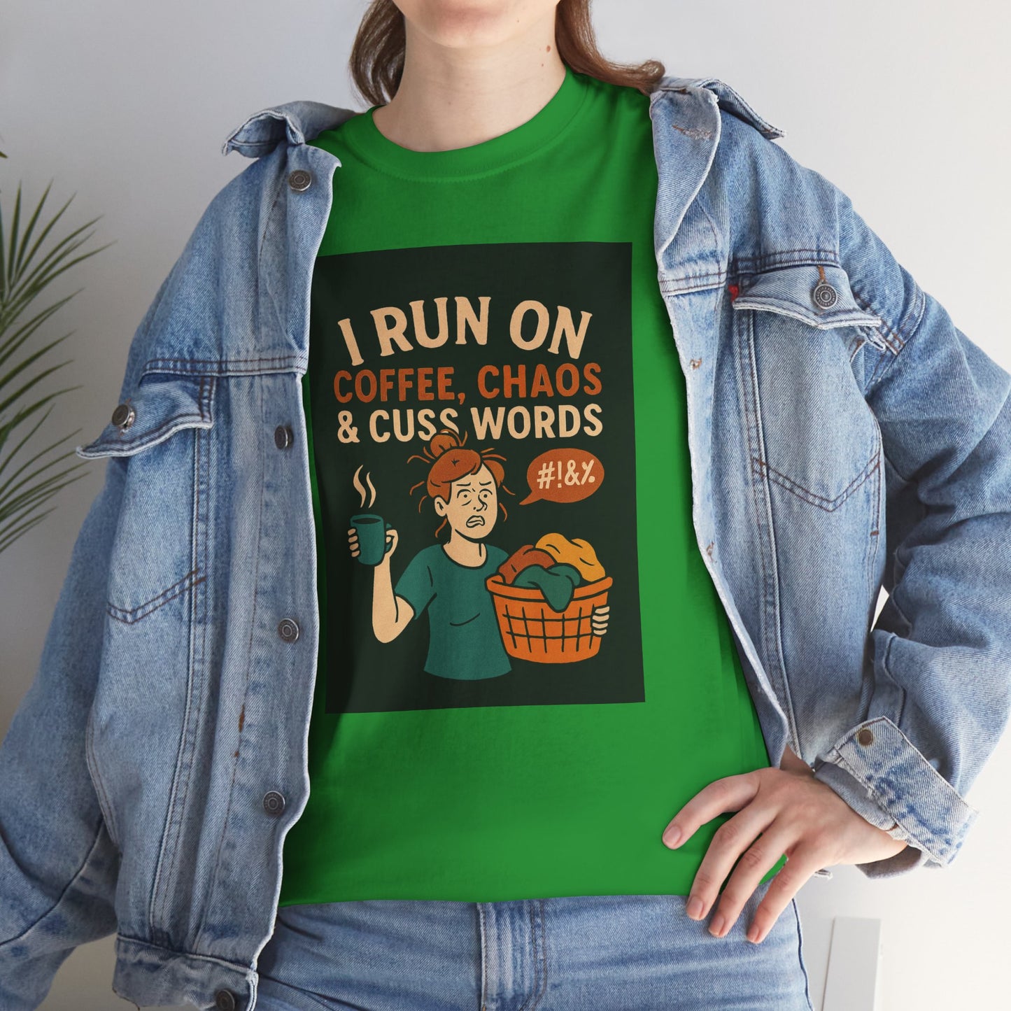 Coffee Chaos & Cuss Words Tee, Funny T-Shirt, Unisex Cotton Tee, Gift for Coffee Lovers, Casual Wear, Humor Apparel