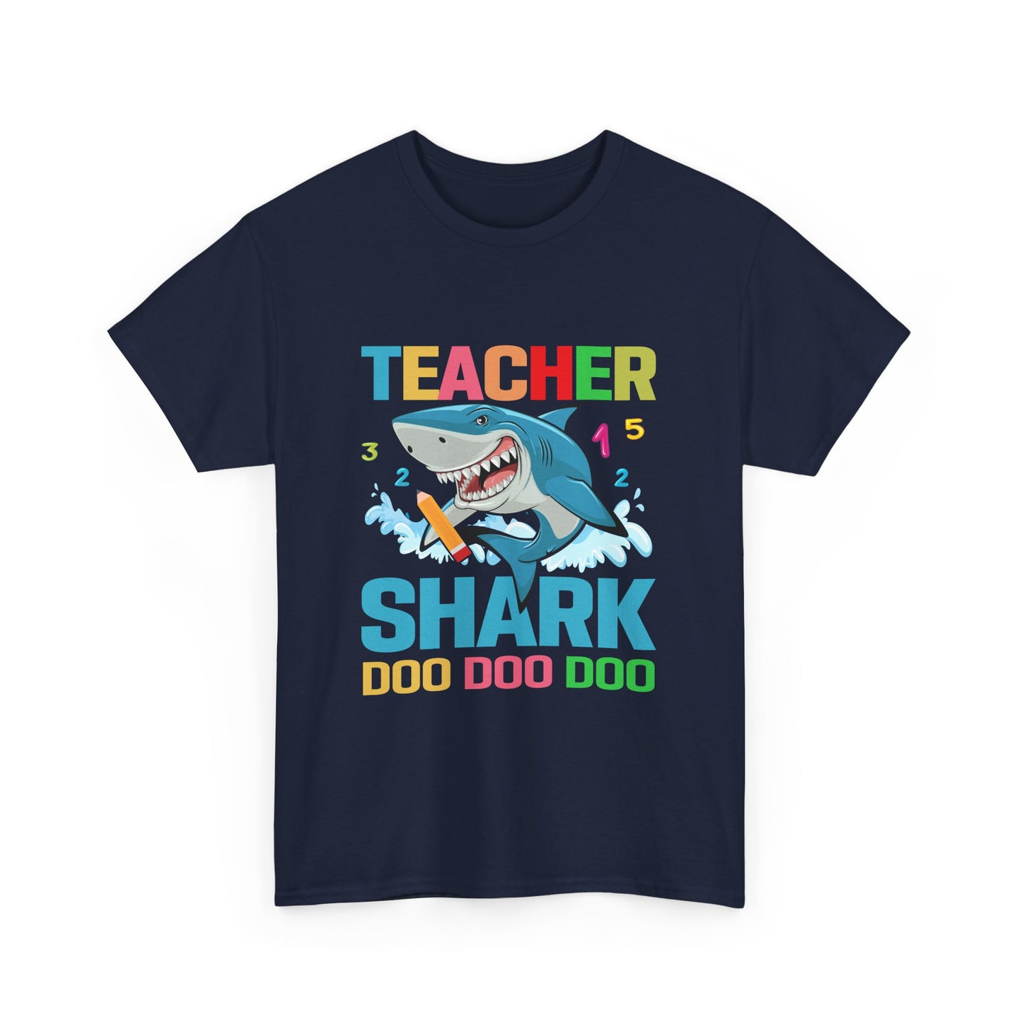 Teacher Shark Unisex Heavy Cotton Tee - Fun Gift for Educators, Back to School, Teacher Appreciation, Shark Lover, Graphic Tee