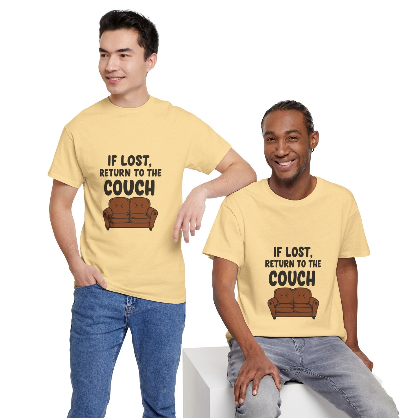 Funny Couch Tee, Unisex Heavy Cotton Tee, Comfort Shirt for Homebodies, Perfect Gift for Couch Lovers, Casual Wear, Quirky Shirt